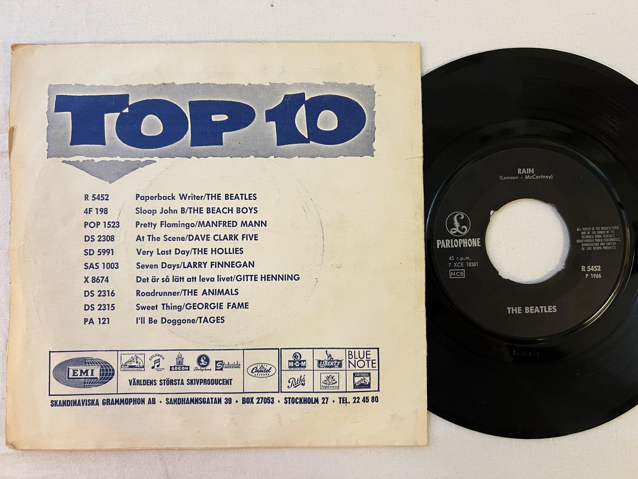 Omslagsbild för skivan THE BEATLES paperback writer 7" -66 Swe PARLOPHONE R 5452