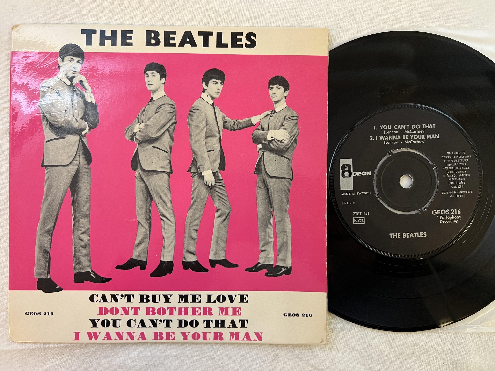 Omslagsbild för skivan THE BEATLES can't buy me love 7"EP -64 Swe ODEON GEOS 216
