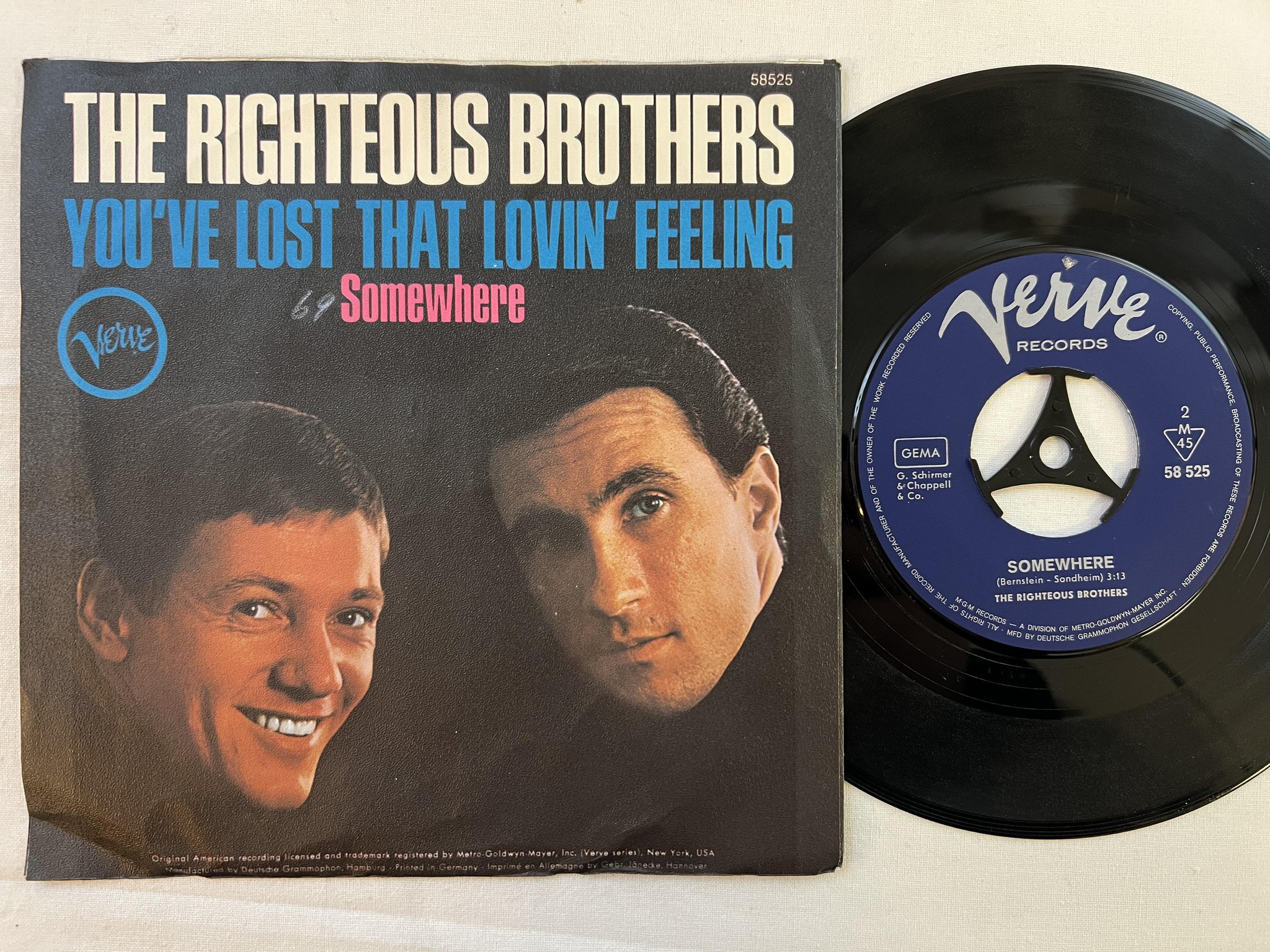 Omslagsbild för skivan THE RIGHTEOUS BROTHERS you've lost that lovin' feeling 7" Ger VERVE 58 525