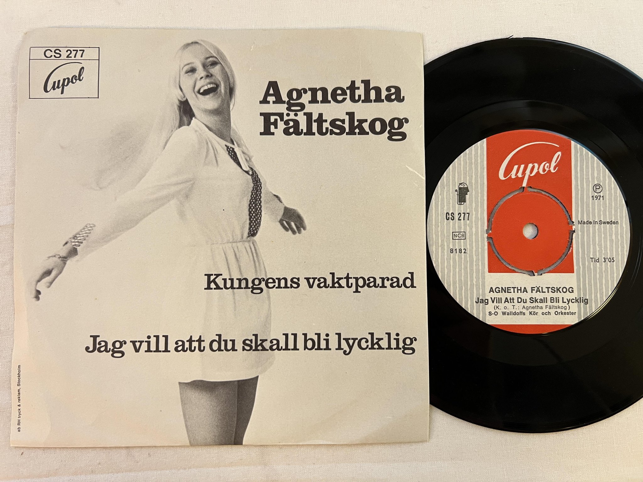 Omslagsbild för skivan AGNETHA FÄLTSKOG Kungens vaktparad 7"single -71 Swe CUPOL CS 277 *** RARE ***