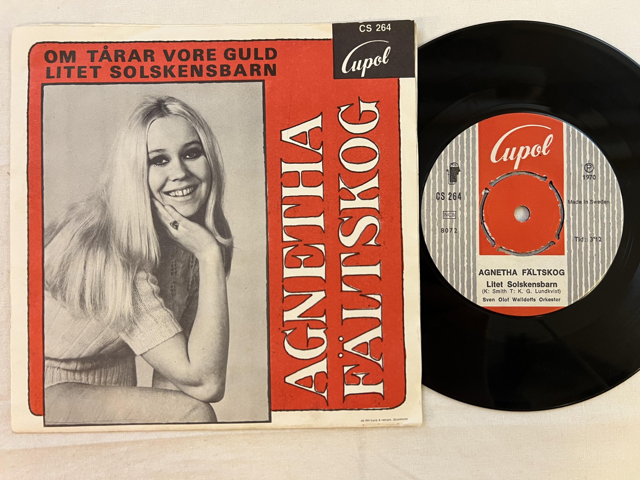 Omslagsbild för skivan AGNETHA FÄLTSKOG om tårar vore guld 7"single -70 Swe CUPOL CS 264