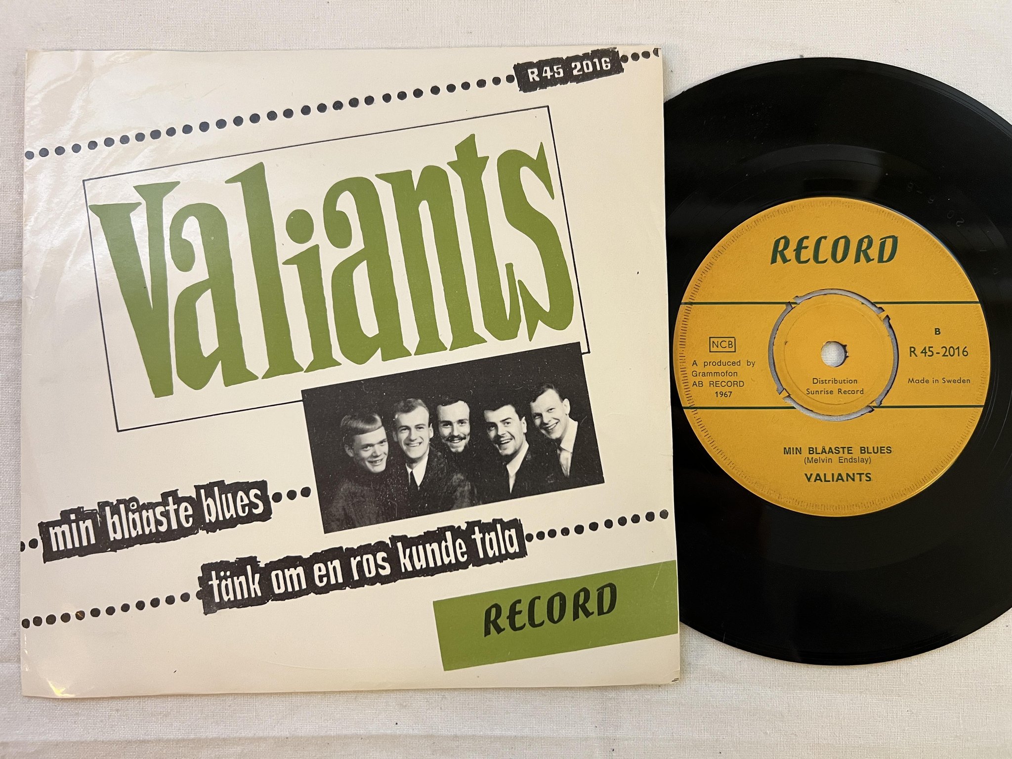 Omslagsbild för skivan VALIANTS min blåaste blues 7" -67 Swe RECORD R45-2016
