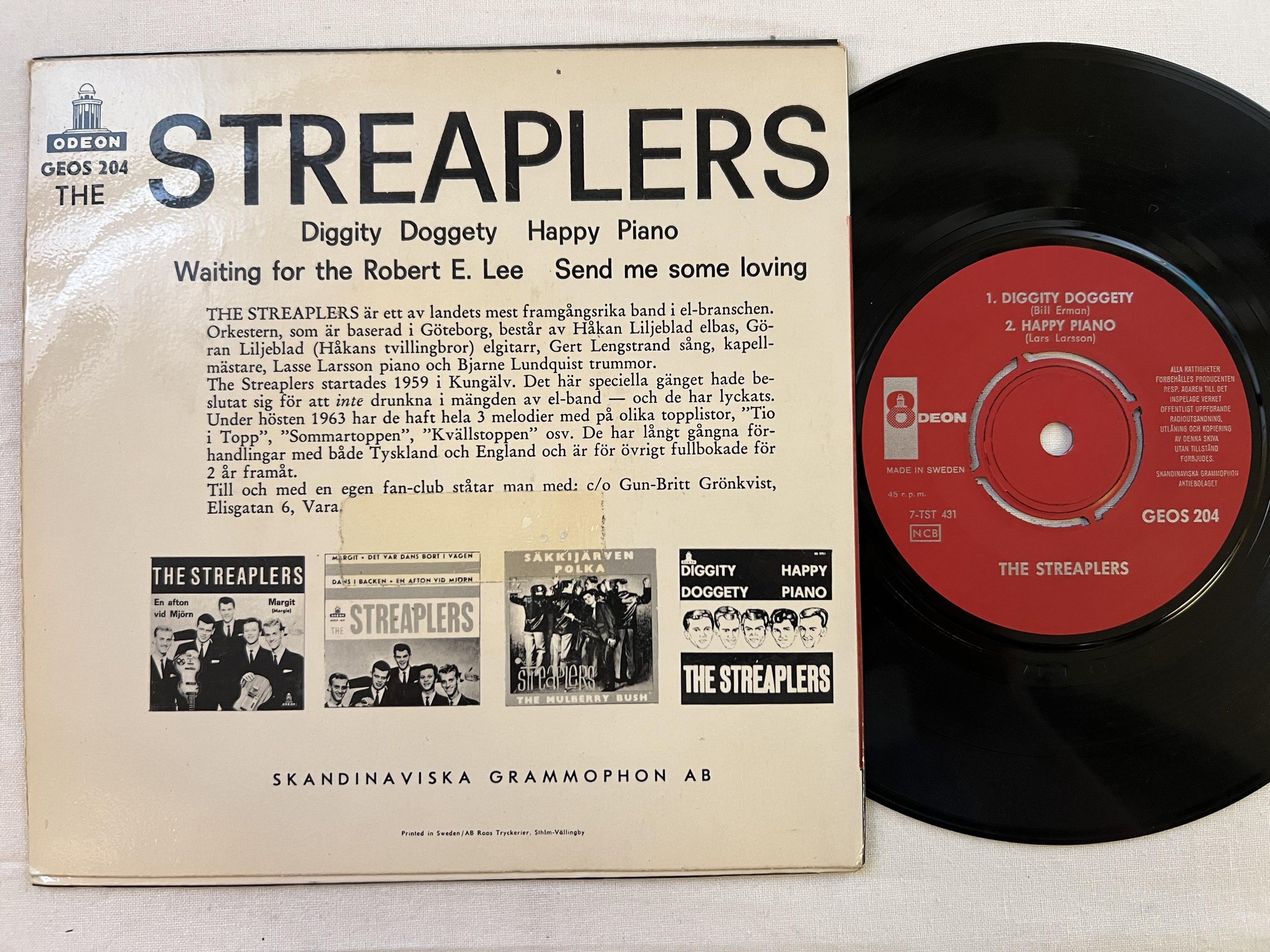 Omslagsbild för skivan STREAPLERS Diggity Doggety 7"ep -63 Swe ODEON GEOS 204