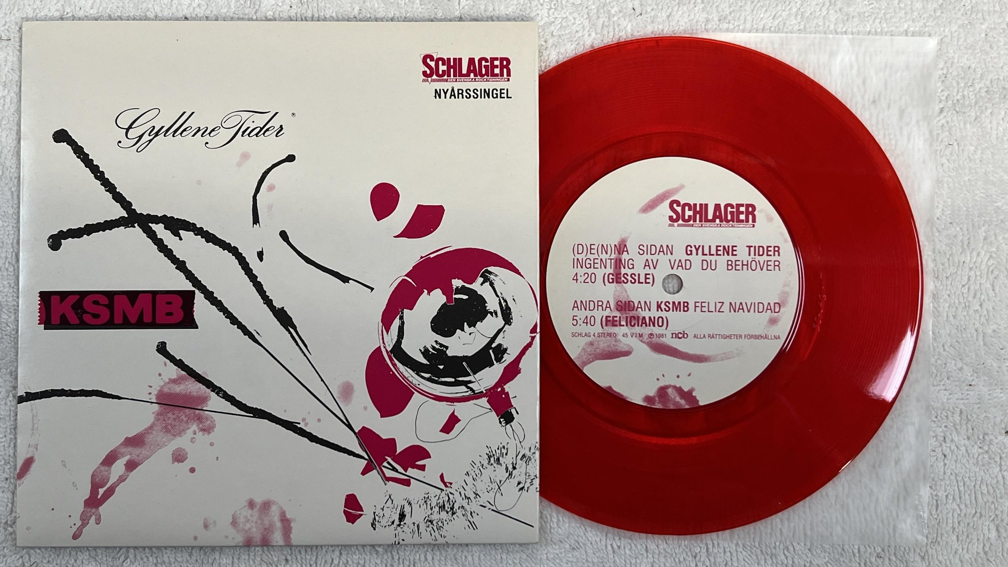 Omslagsbild för skivan KSMB / GYLLENE TIDER 7" -81 Swe SCHLAGER SCHLAG 4 ** röd vinyl **