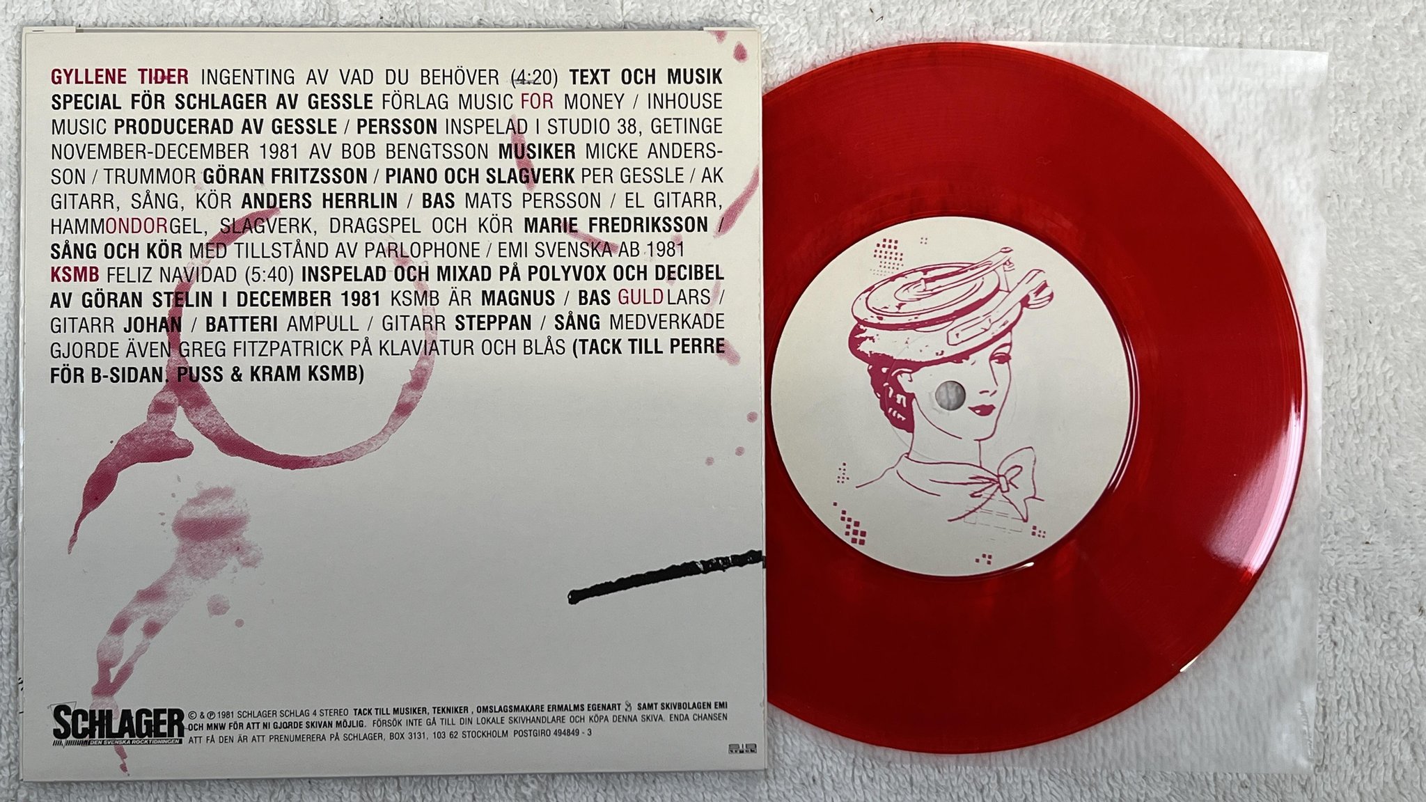 Omslagsbild för skivan KSMB / GYLLENE TIDER 7" -81 Swe SCHLAGER SCHLAG 4 ** röd vinyl **