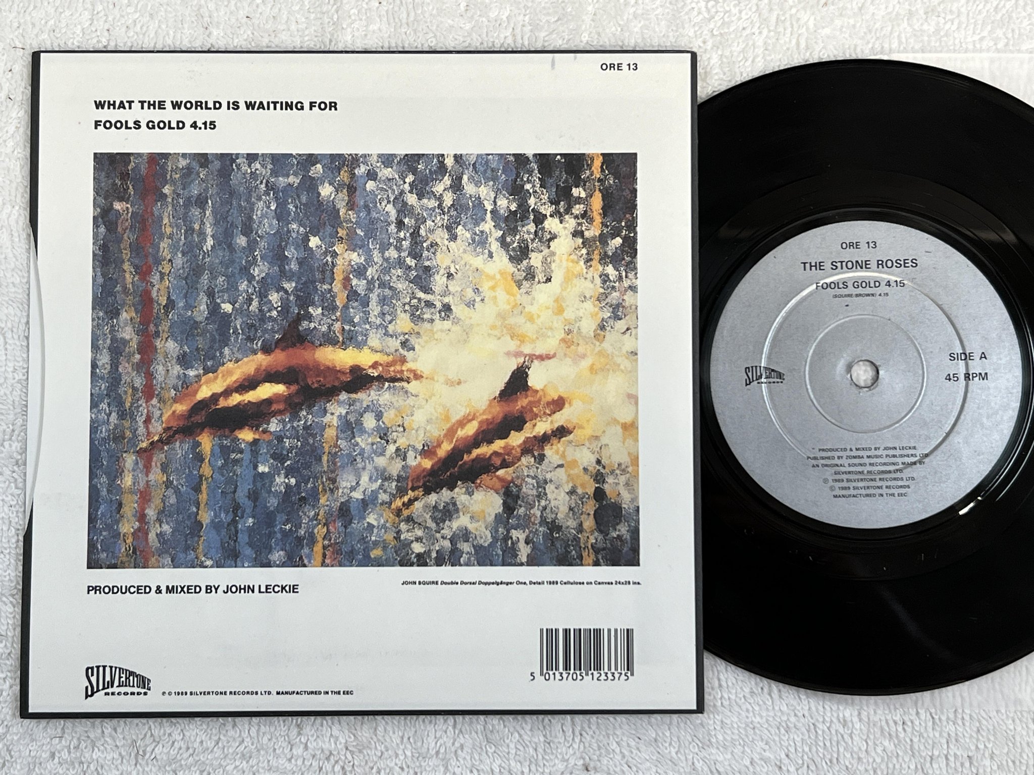 Omslagsbild för skivan THE STONE ROSES fools gold 7" -89 EEC SILVERTONE ORE 13