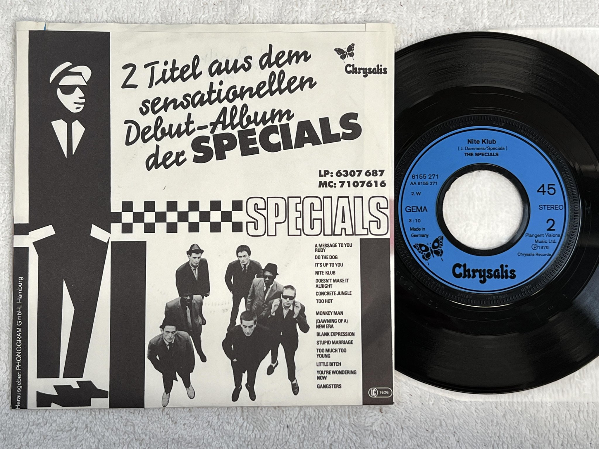 Omslagsbild för skivan THE SPECIALS a message to you Rudy 7" -79 Ger CHRYSALIS 6155 271 ** CLASSIC **