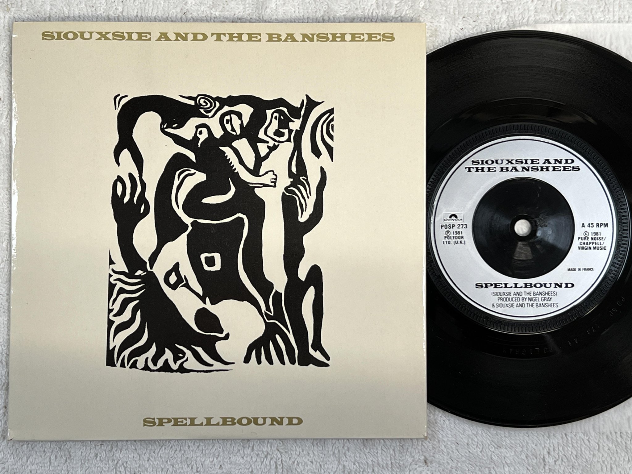 Omslagsbild för skivan SIOUXSIE AND THE BANSHEES spellbound 7" -81 Fra POLYDOR POSP 273