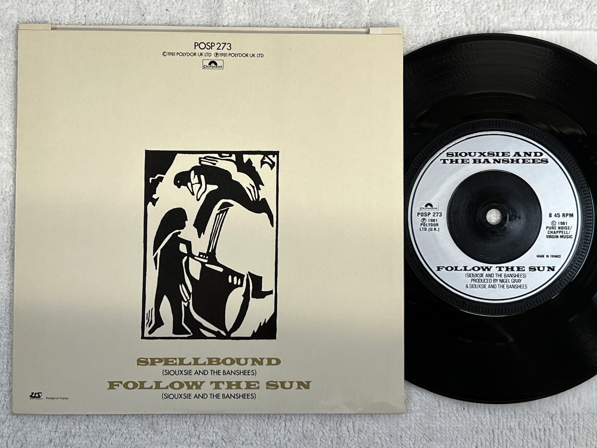 Omslagsbild för skivan SIOUXSIE AND THE BANSHEES spellbound 7" -81 Fra POLYDOR POSP 273