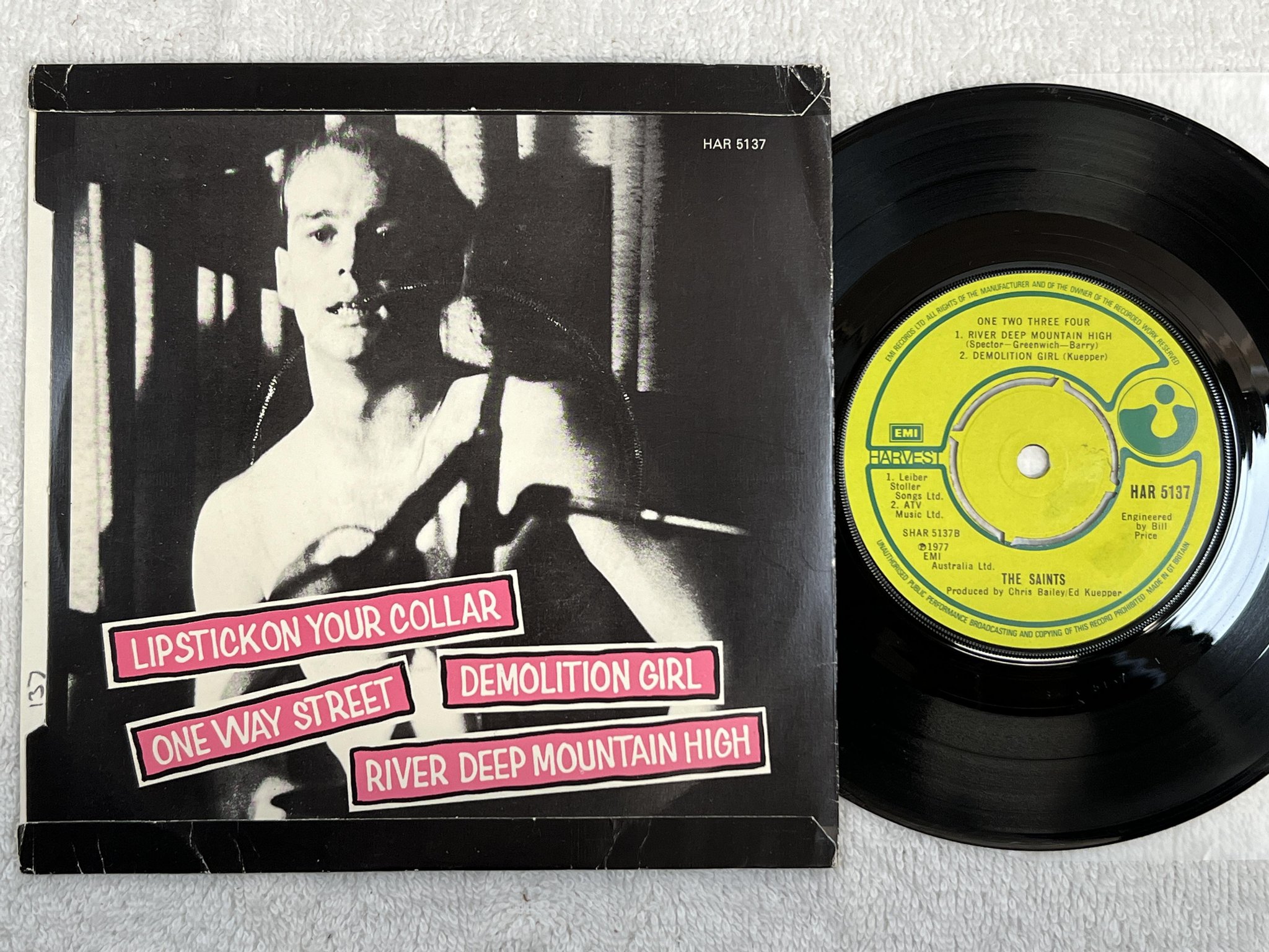 Omslagsbild för skivan THE SAINTS one two three four 7" -77 UK HARVEST HAR 5137