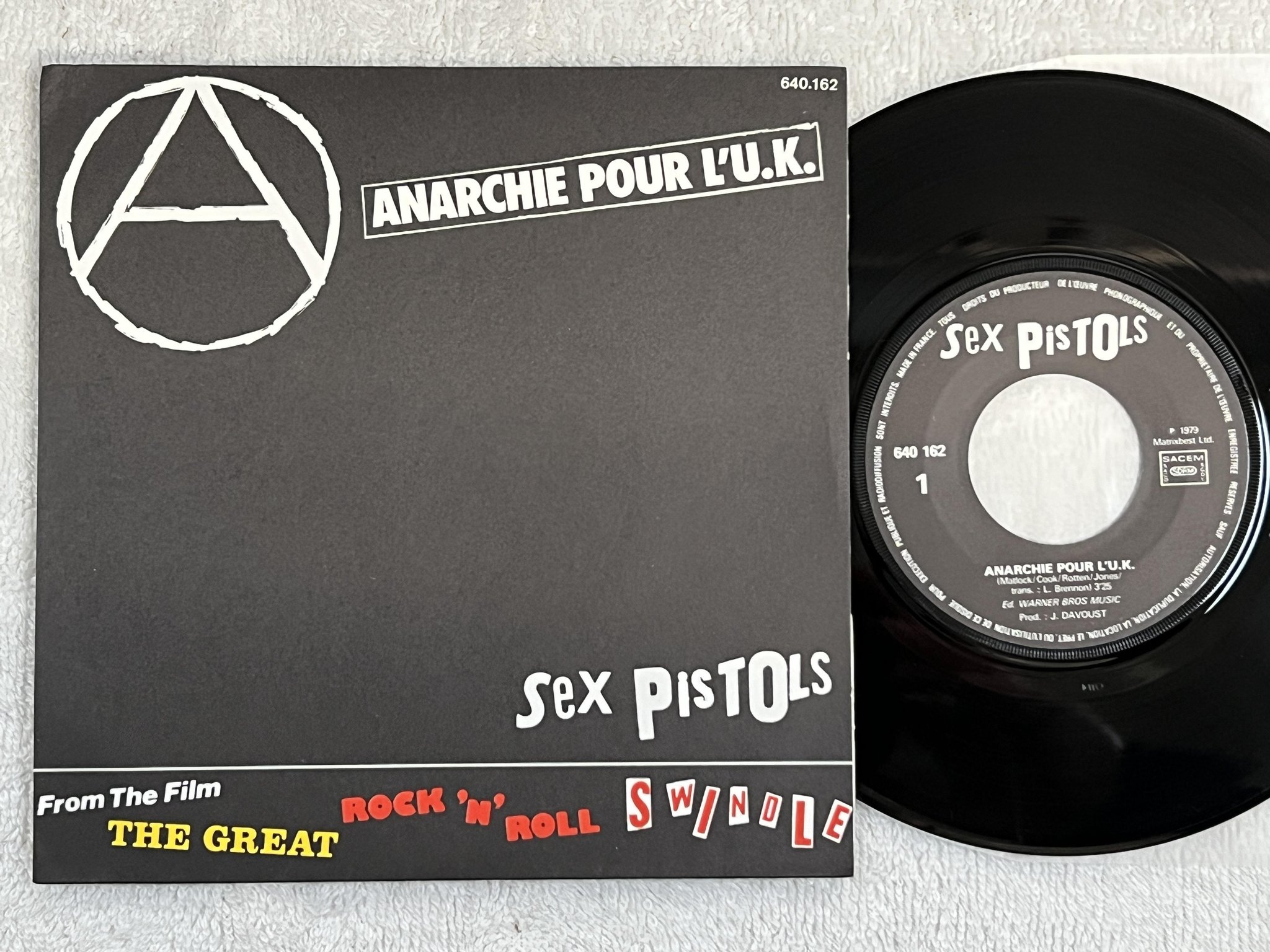Omslagsbild för skivan SEX PISTOLS Anarchie Pour L'U.K. 7" -79 Fra 640 162