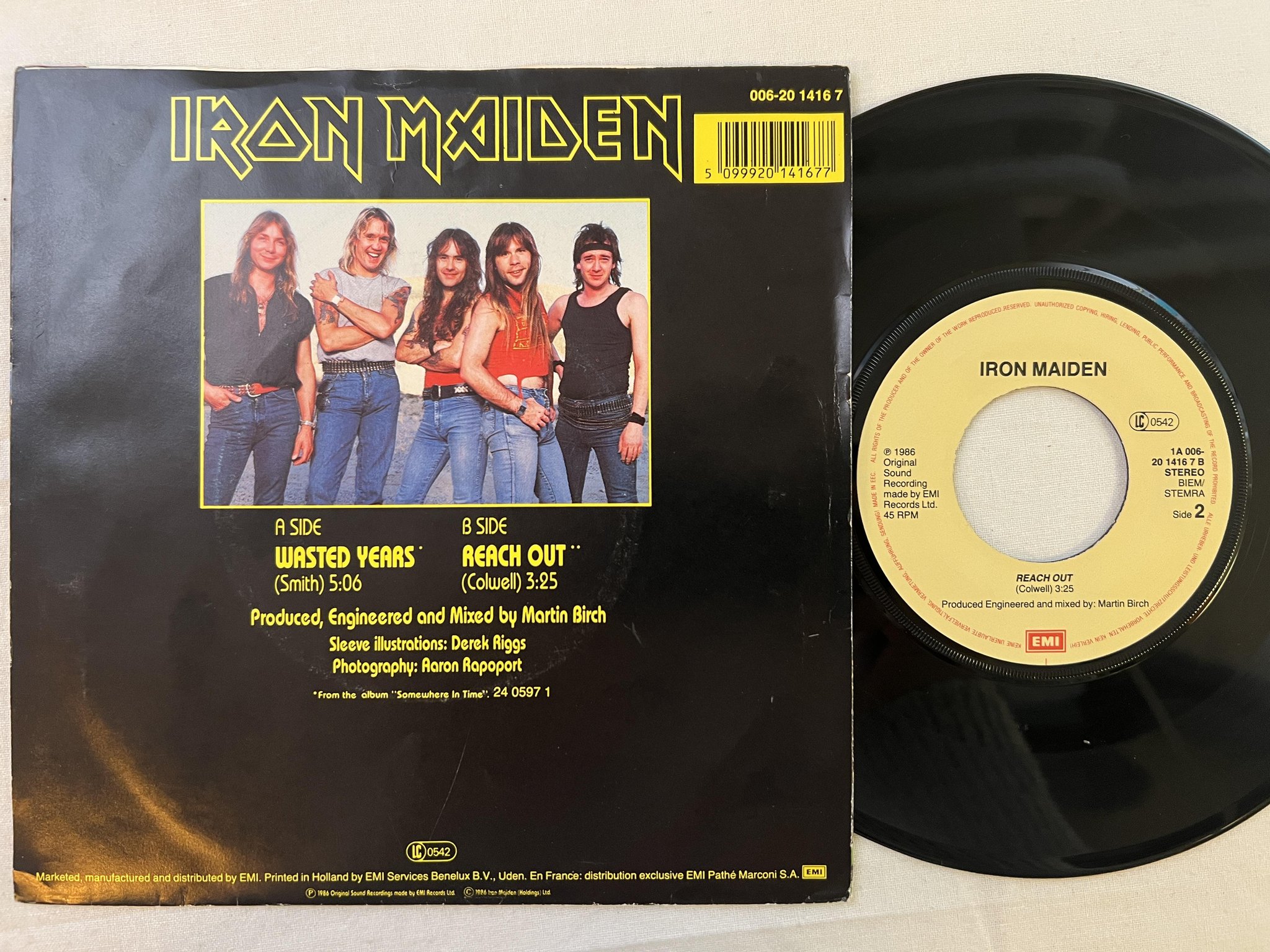 Omslagsbild för skivan IRON MAIDEN wasted years 7" -86 Hol EMI 1A 006-2014167
