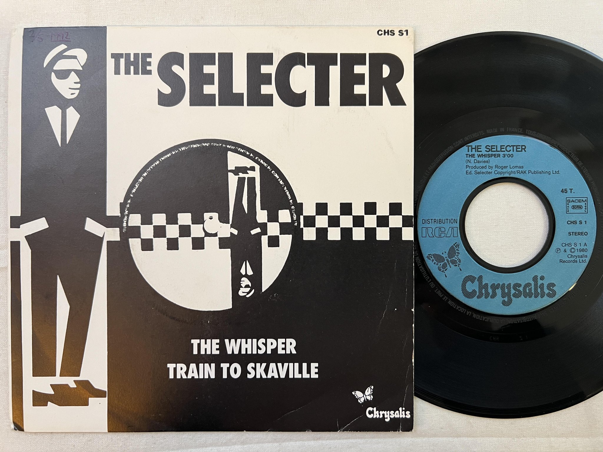 Omslagsbild för skivan THE SELECTER the whisper 7" -80 Fra CHRYSALIS CHS S 1