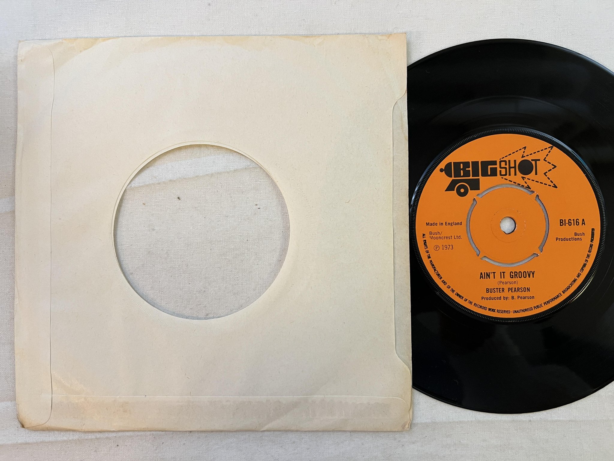 Omslagsbild för skivan BUSTER PEARSON ain't it groovy 7" -73 UK BIG SHOT BI-616