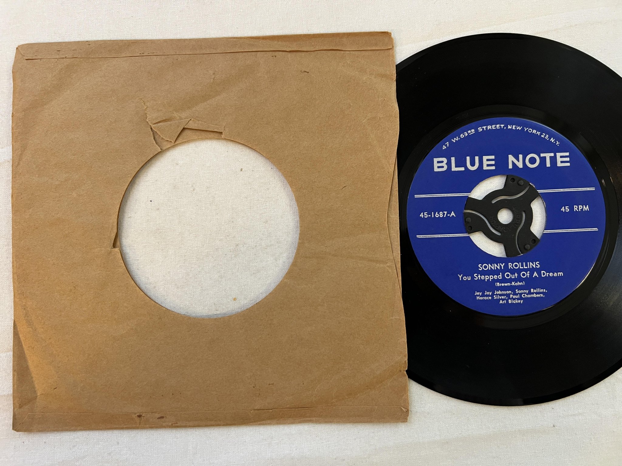 Omslagsbild för skivan SONNY ROLLINS you stepped out of a dream 7" -57 US BLUE NOTE 45-1687