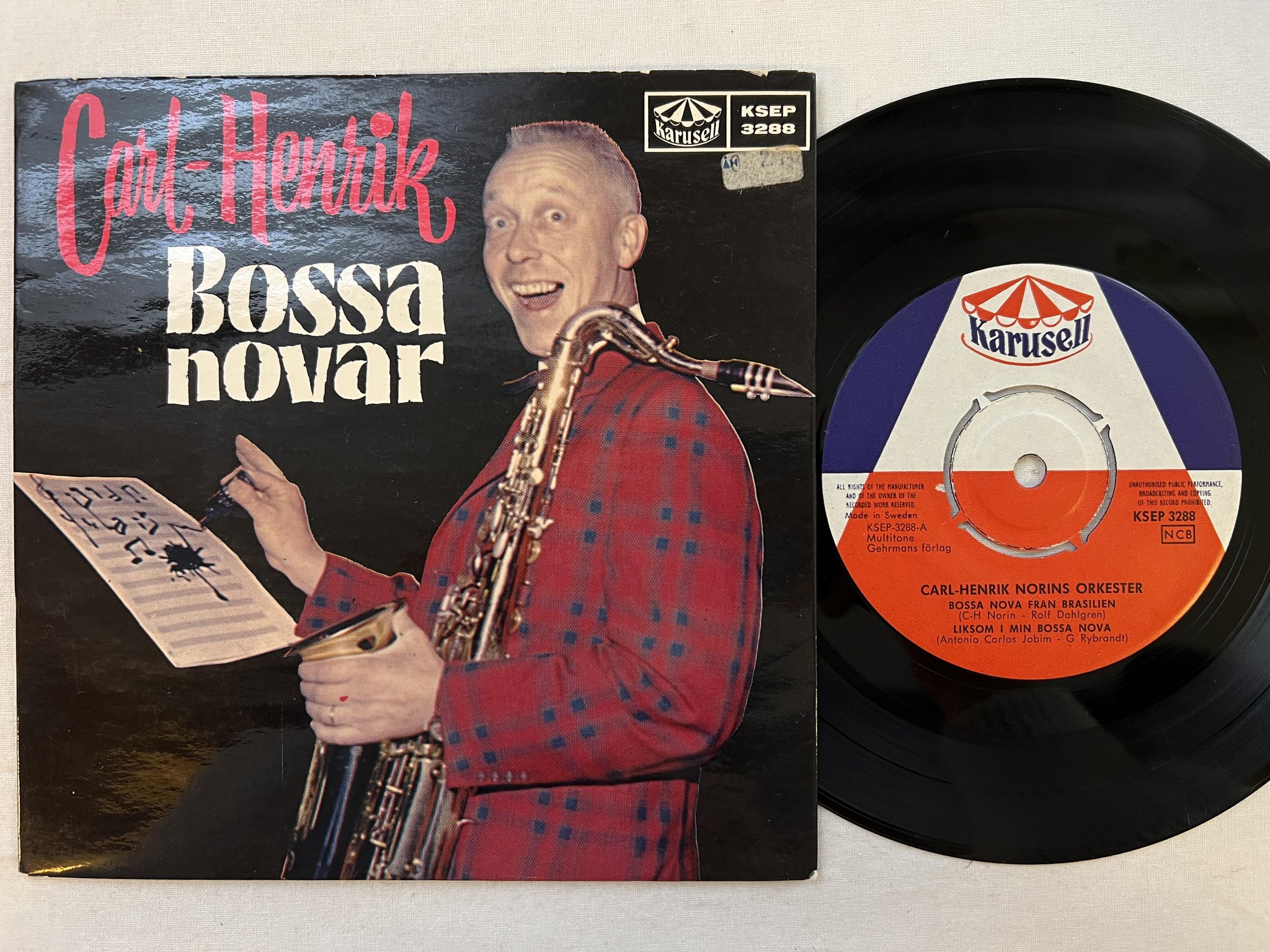 Omslagsbild för skivan CARL-HENRIK NORINS bossa nova från Brasilien 7"ep -63 KARUSELL KSEP 3288