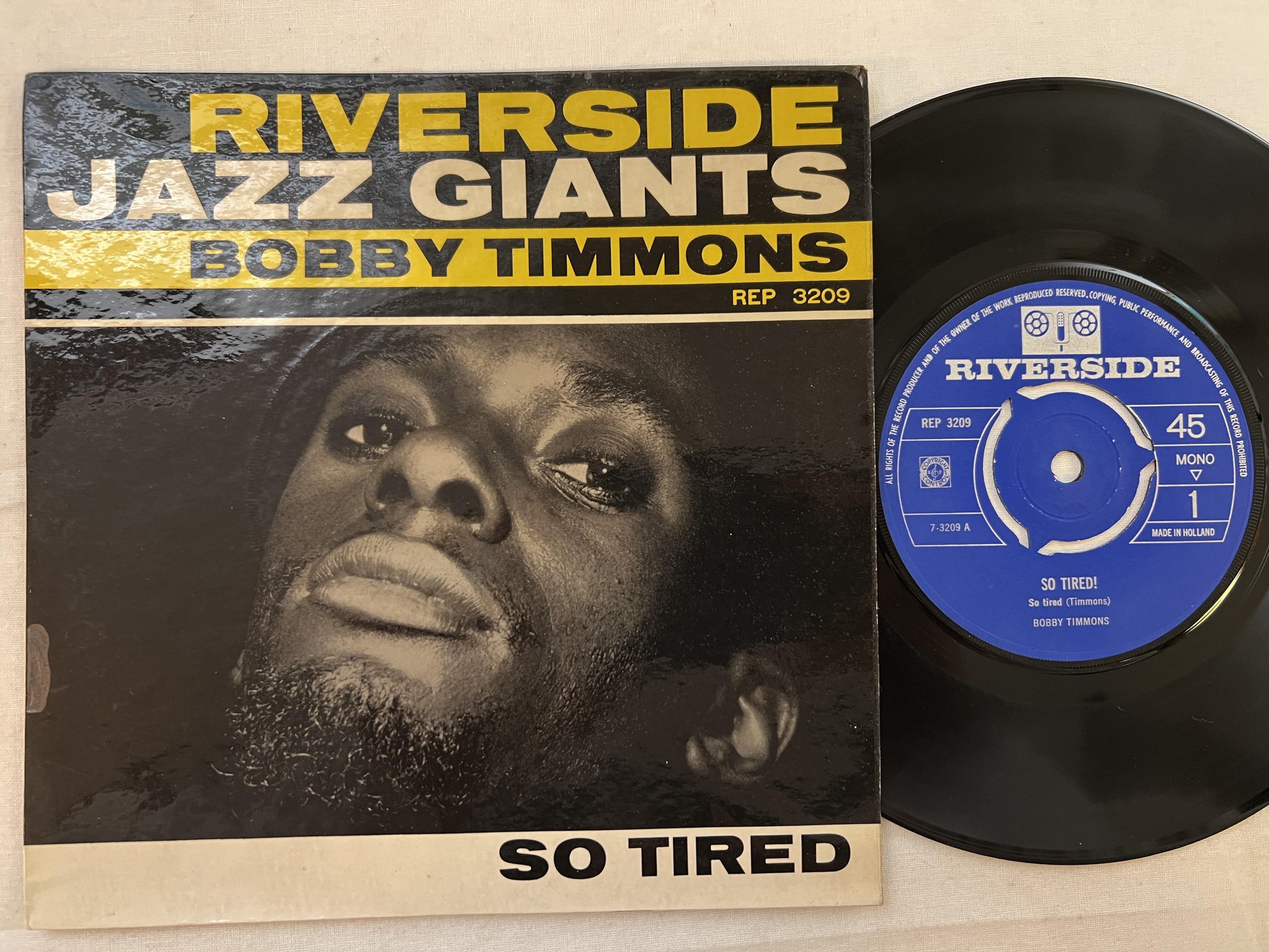 Omslagsbild för skivan BOBBY TIMMONS so tired 7"ep Hol RIVERSIDE REP 3209
