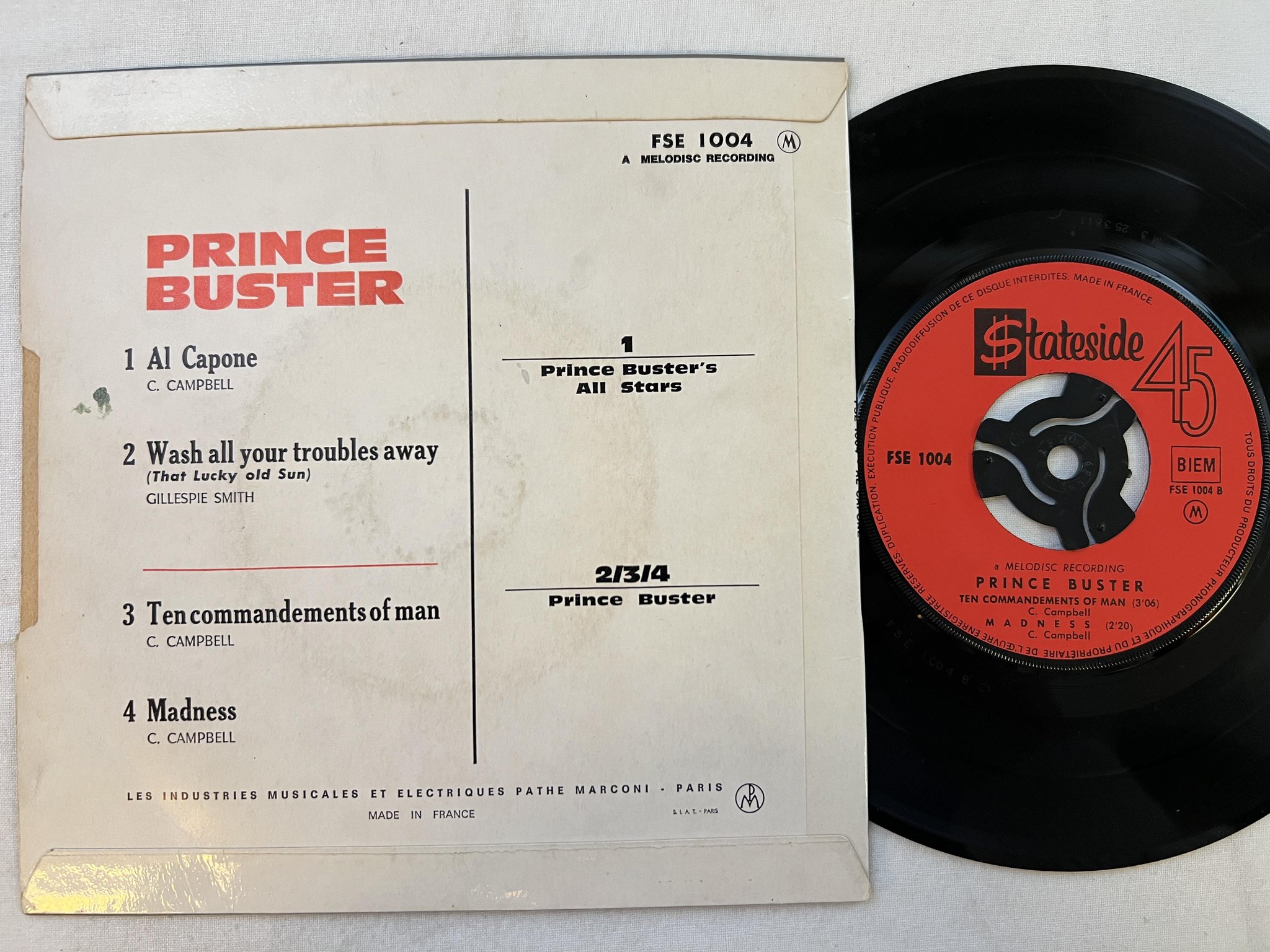 Omslagsbild för skivan PRINCE BUSTER's ALL STARS Al Capone 7"ep Fra STATESIDE FSE 1004