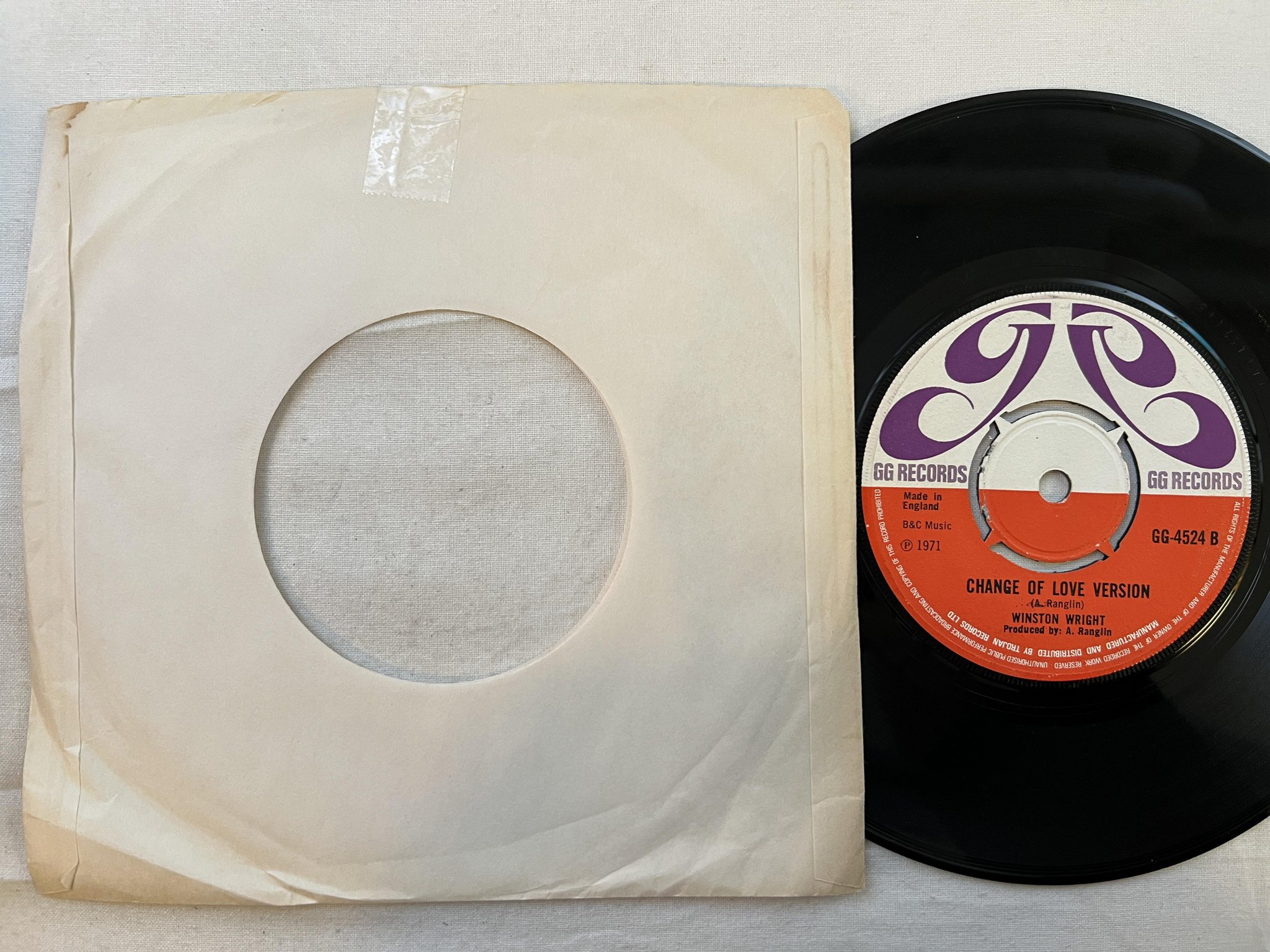 Omslagsbild för skivan THE SLICKERS oh my baby 7" -71 UK GG RECORDS GG-4524