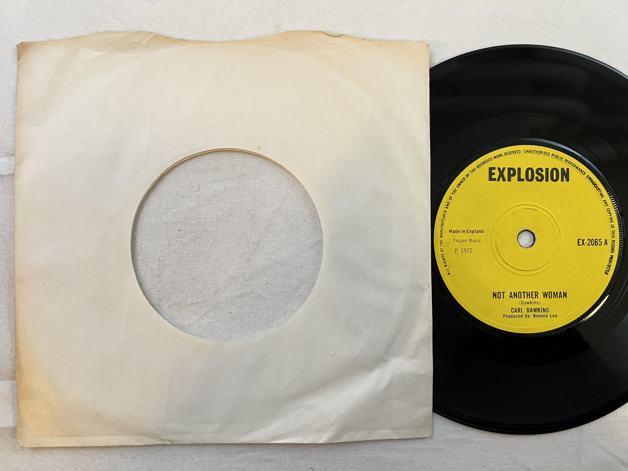 Omslagsbild för skivan CARL DAWKINS not another woman 7" -72 UK EXPLOSION EX 2065