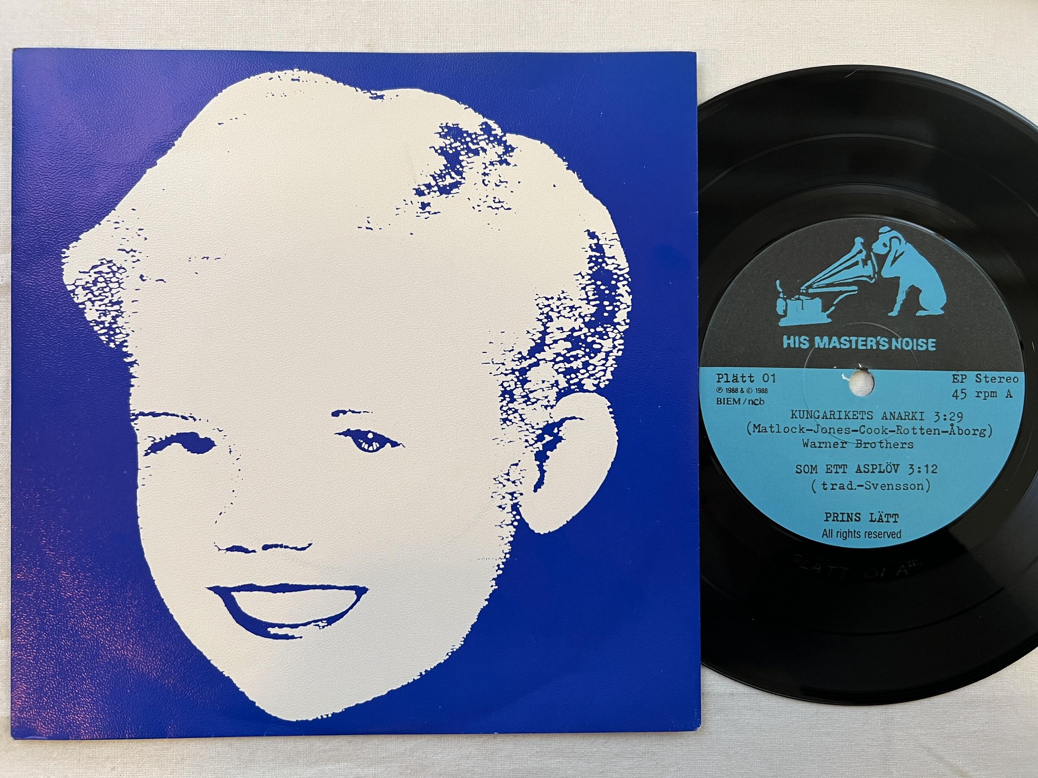 Omslagsbild för skivan PRINS LÄTT s/t 7"ep -88 His Master's Noise Plätt 01