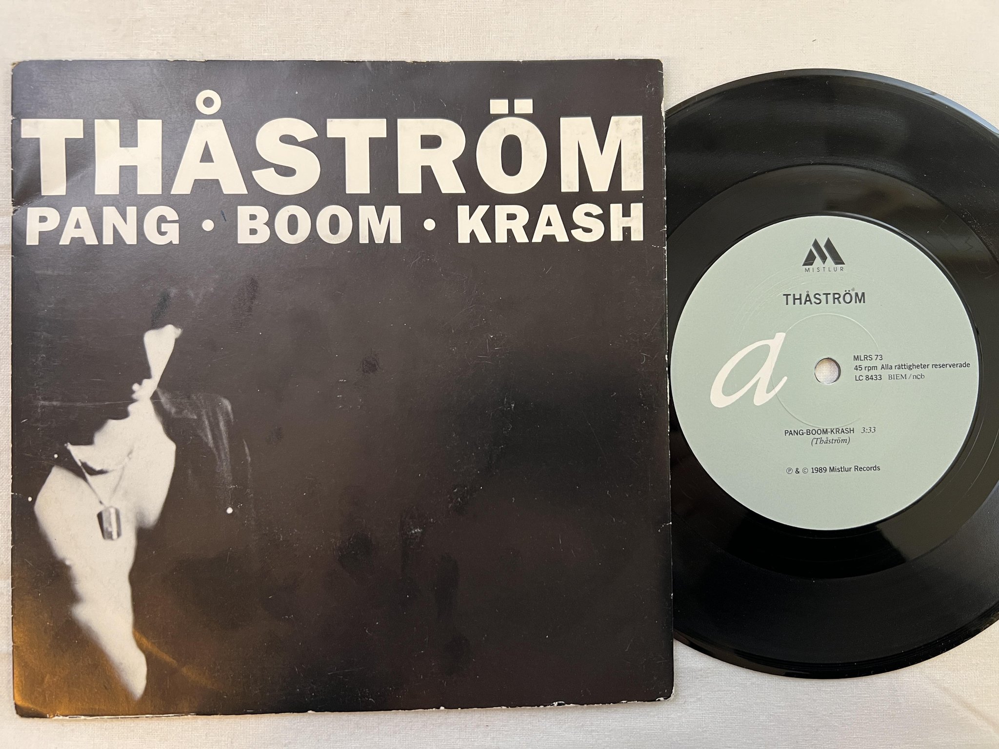 Omslagsbild för skivan THÅSTRÖM pang-boom-krash 7" -89 Swe MISTLUR MLRS 73