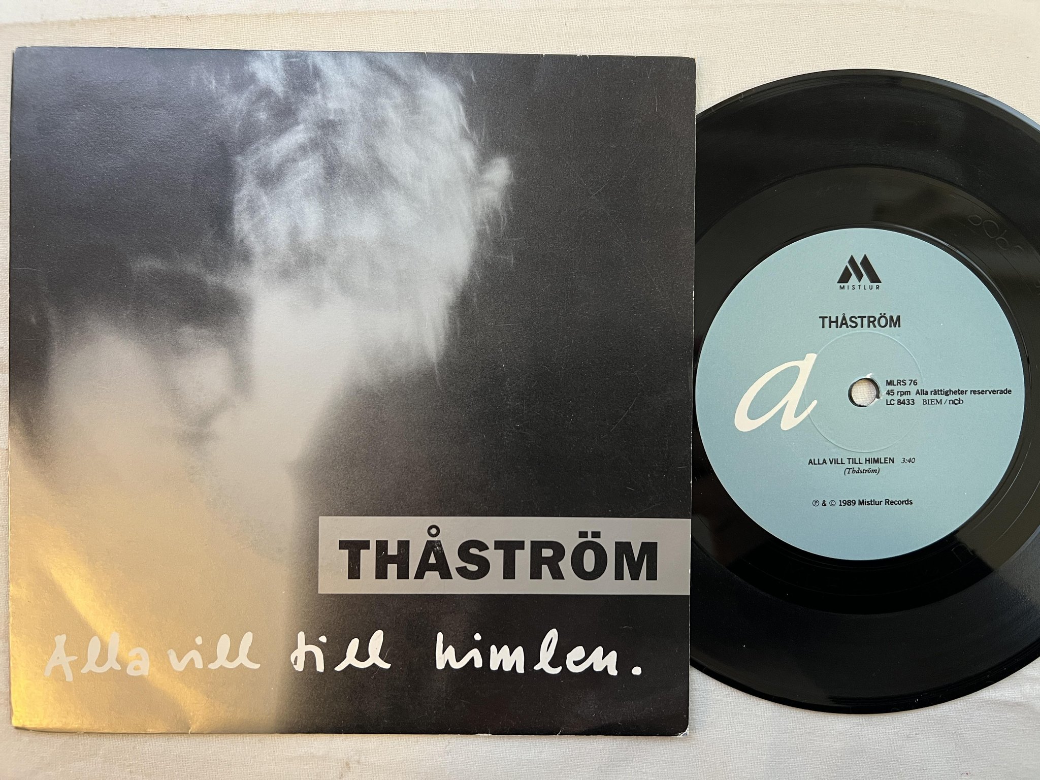 Omslagsbild för skivan THÅSTRÖM alla vill till himlen 7" -89 Swe MISTLUR MLRS 76