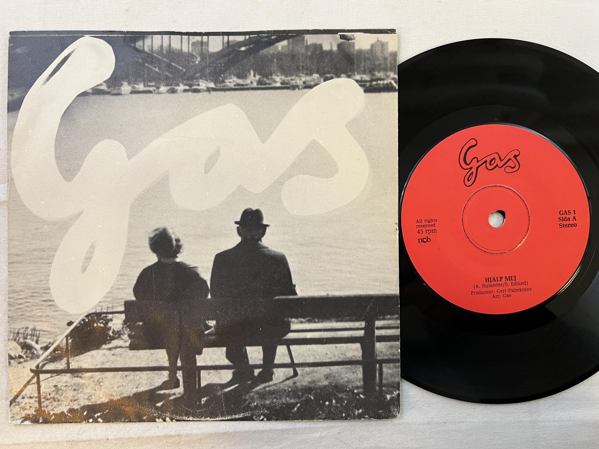Omslagsbild för skivan GAS Hjälp Mej 7" Swe private press GAS 1