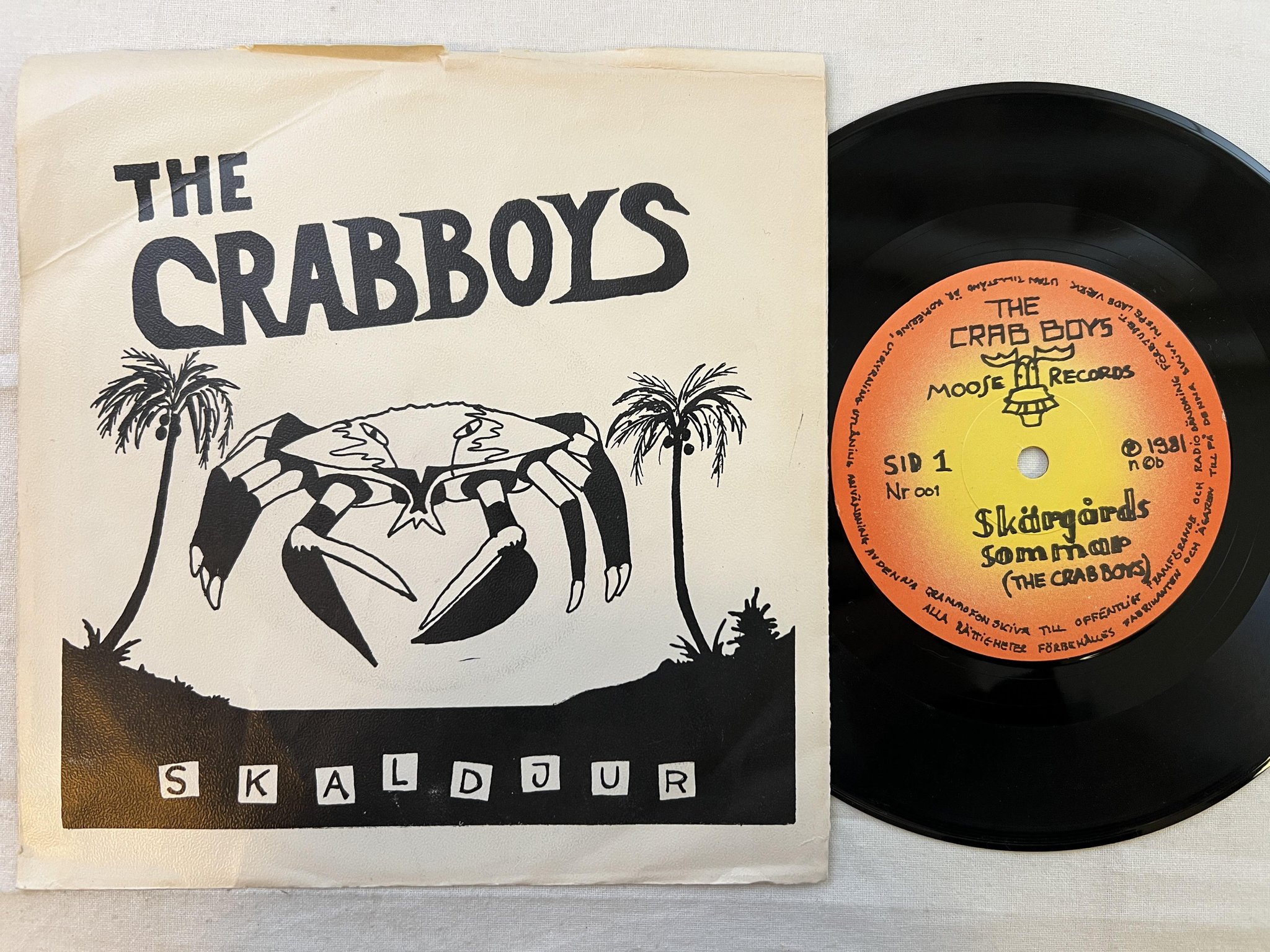 Omslagsbild för skivan THE CRAB BOYS Skaldjur 7" -81 Swe MOOSE NR 001
