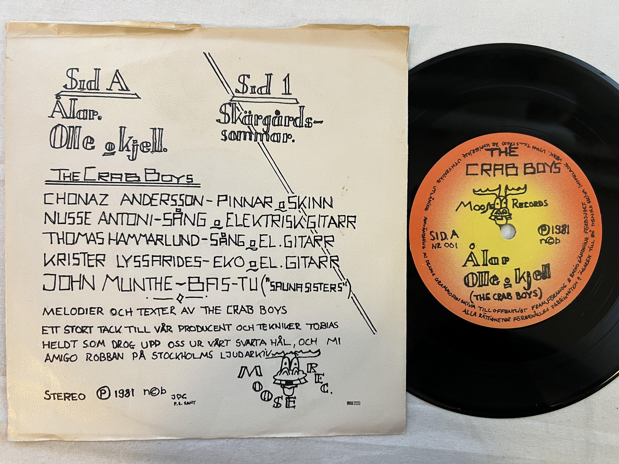 Omslagsbild för skivan THE CRAB BOYS Skaldjur 7" -81 Swe MOOSE NR 001