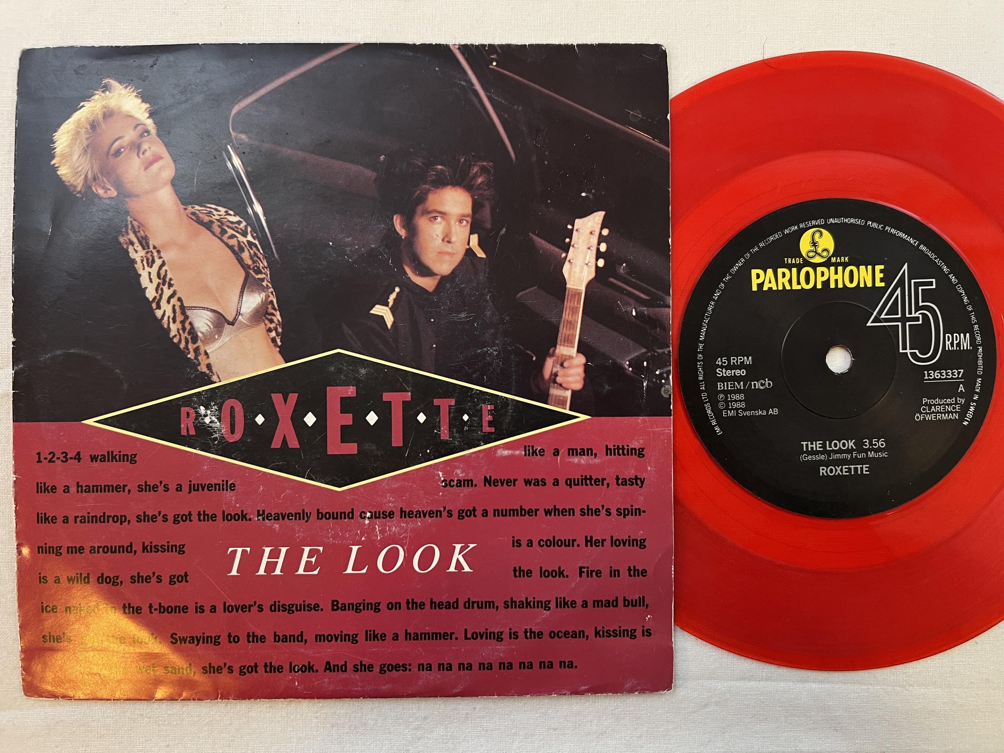 Omslagsbild för skivan ROXETTE the look 7" -88 Swe PARLOPHONE 1363337 ** red vinyl **