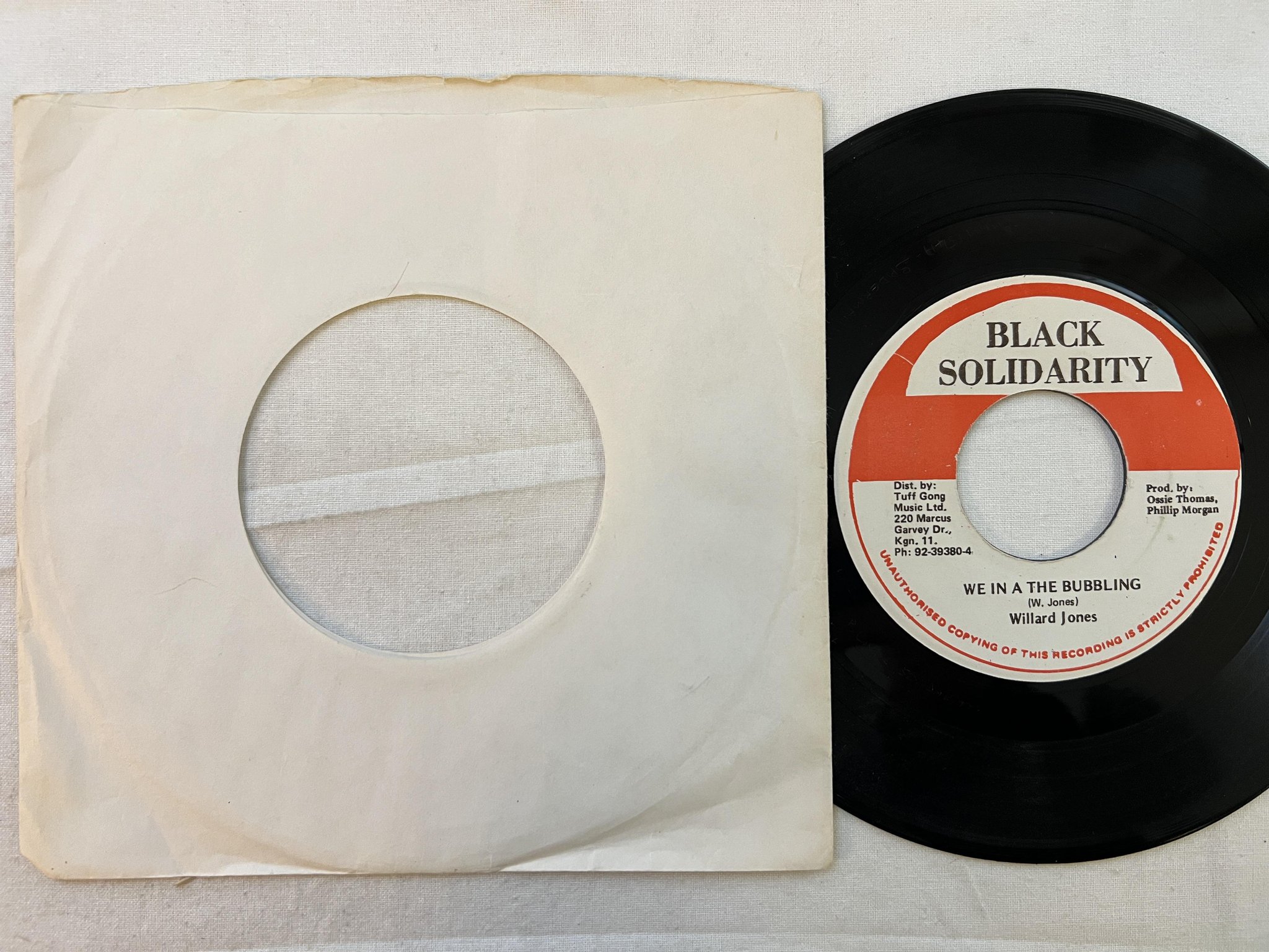 Omslagsbild för skivan WILLARD JONES we in a bubbling 7" Jamaica BLACK SOLIDARITY