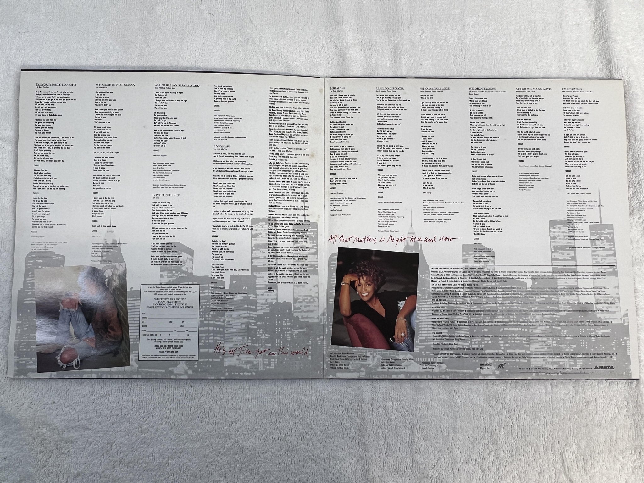 Omslagsbild för skivan WHITNEY HOUSTON I'm your baby tonight LP -90 US ARISTA AL 8616