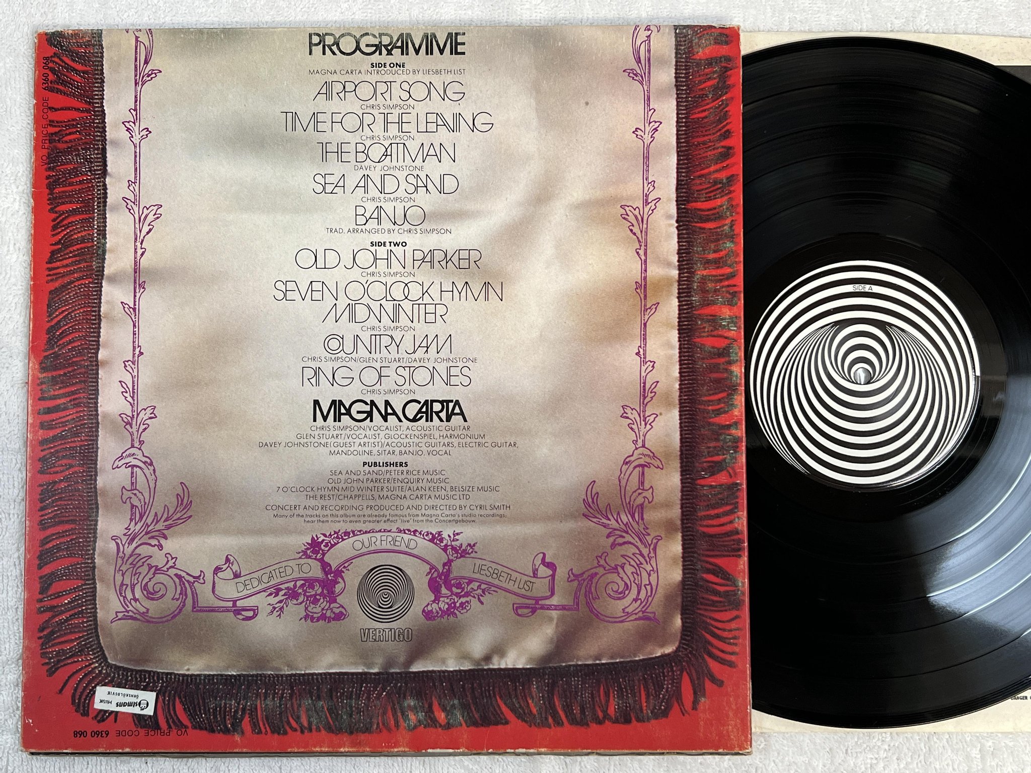 Omslagsbild för skivan MAGMA CARTA In Concert LP -72 UK VERTIGO swirl 6360 068
