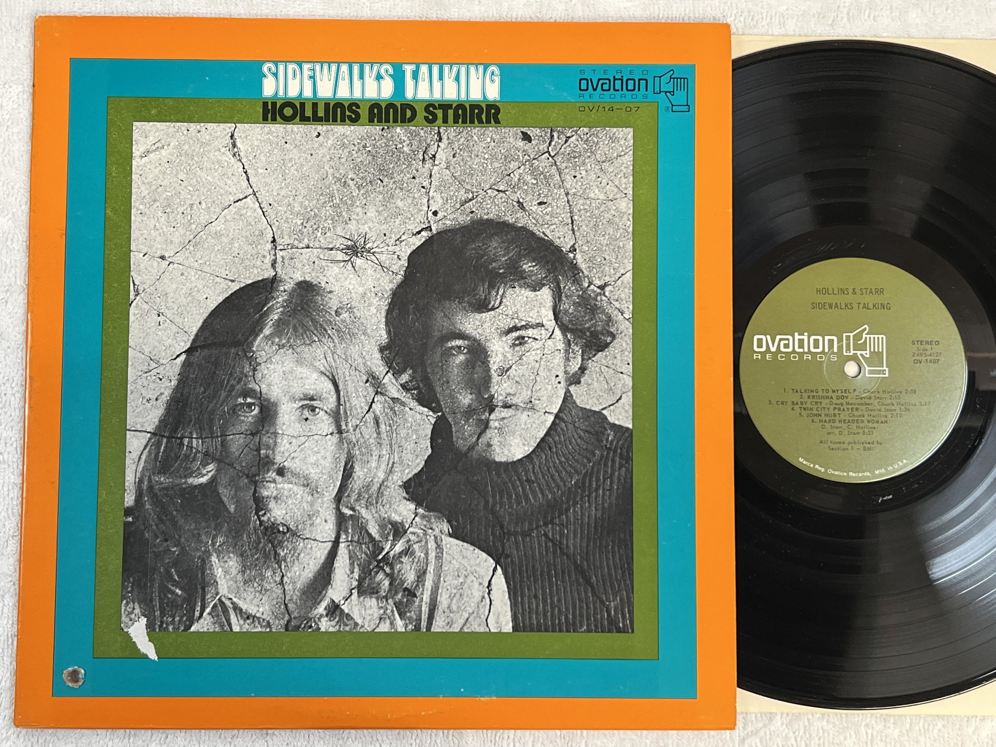 Omslagsbild för skivan HOLLINS & STARR sidewalks talking LP -70 US OVATION OV-1407 *** PSYCH / FOLK ***