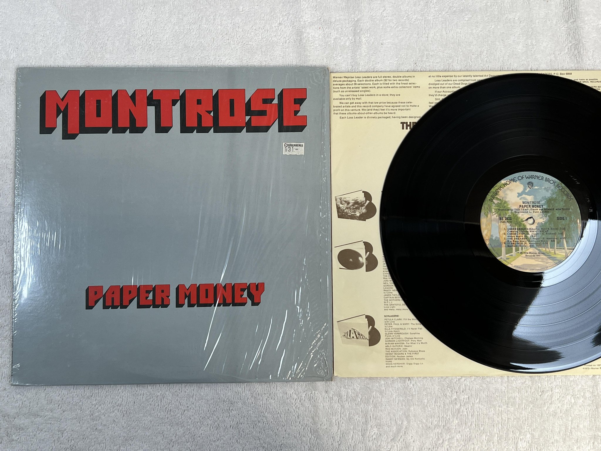 Omslagsbild för skivan MONTROSE paper money LP -74 US WARNER BS 2823