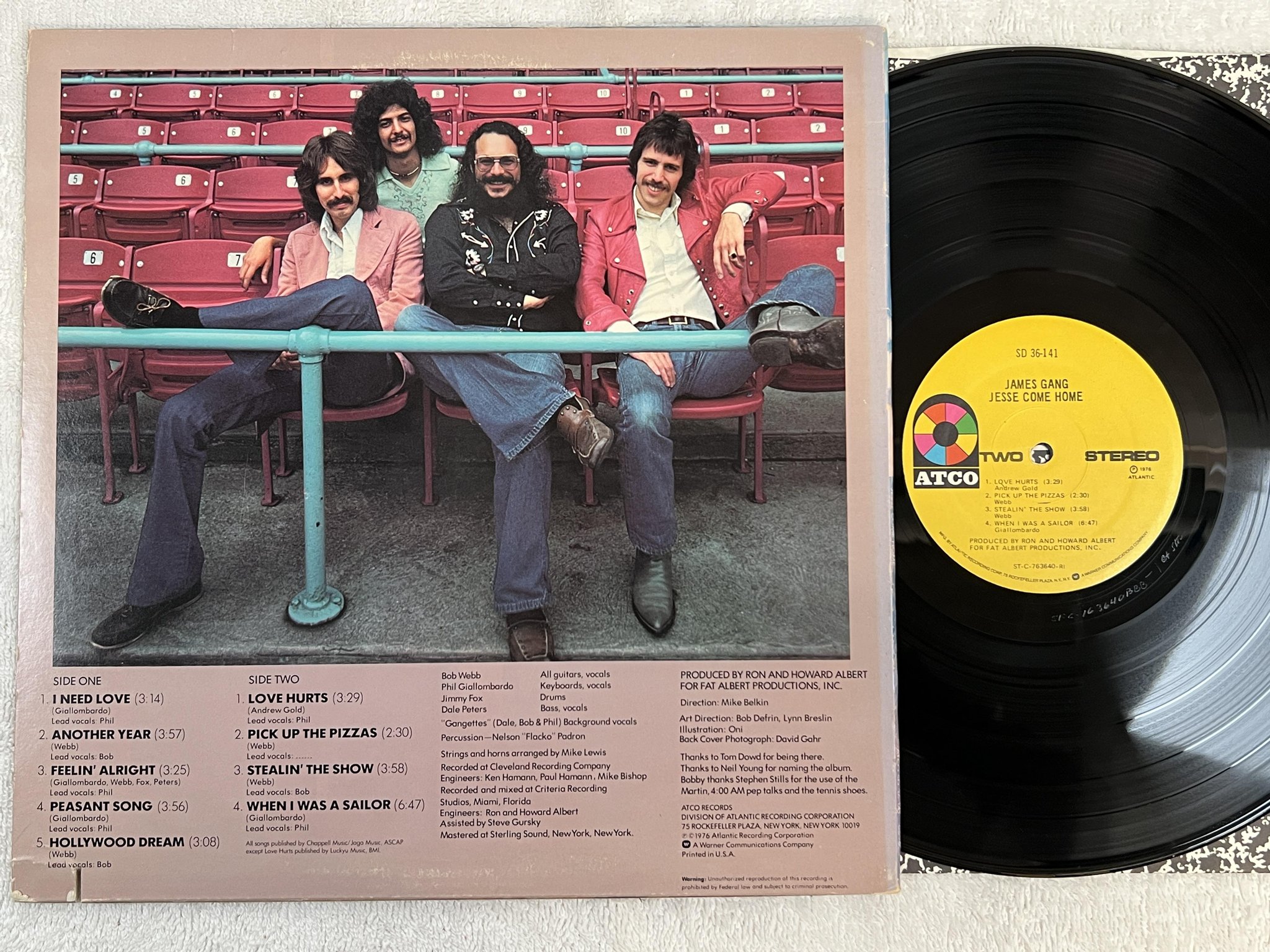 Omslagsbild för skivan JAMES GANG jesse come home LP -76 US ATCO SD 36-141