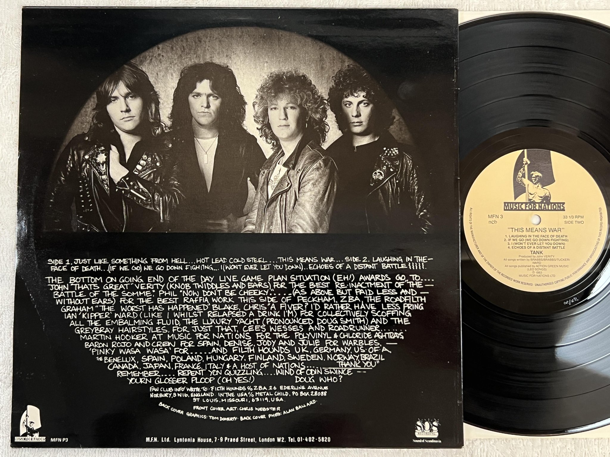 Omslagsbild för skivan TANK this means war LP -83 ncb MUSIC FOR NATIONS MFN 3