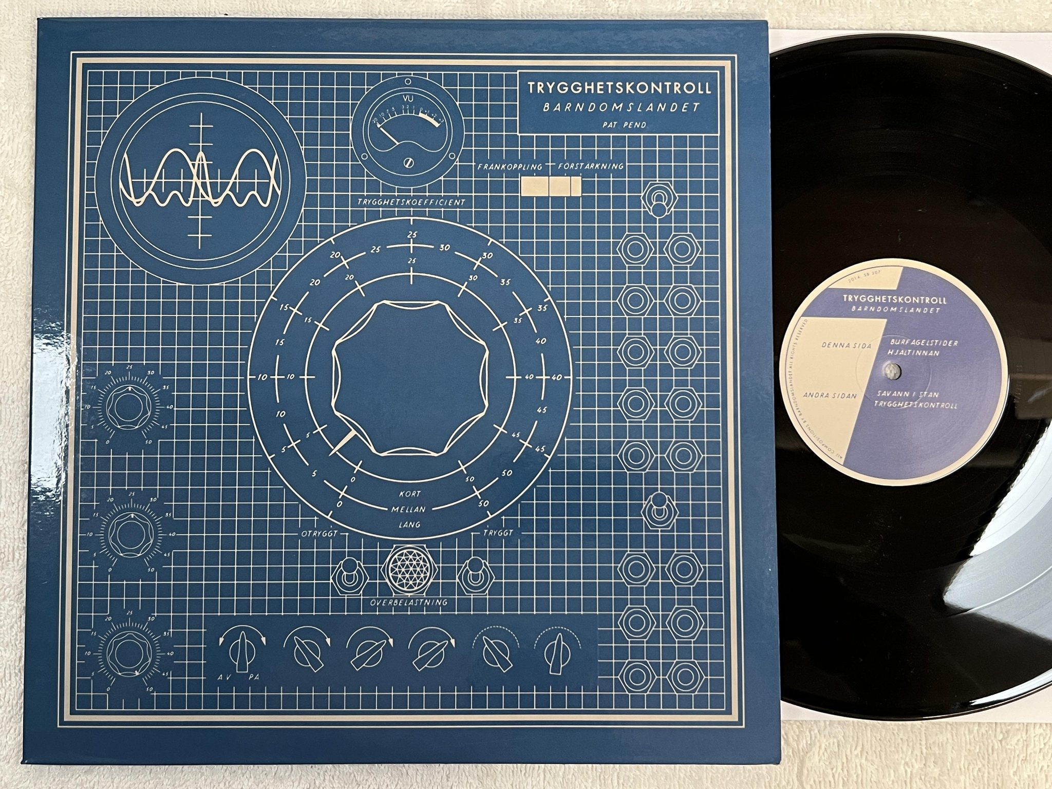 Omslagsbild för skivan BARNDOMSLANDET trygghetskontroll LP 2015 SISTA BUSSEN SB307 *** GREAT ALBUM ***