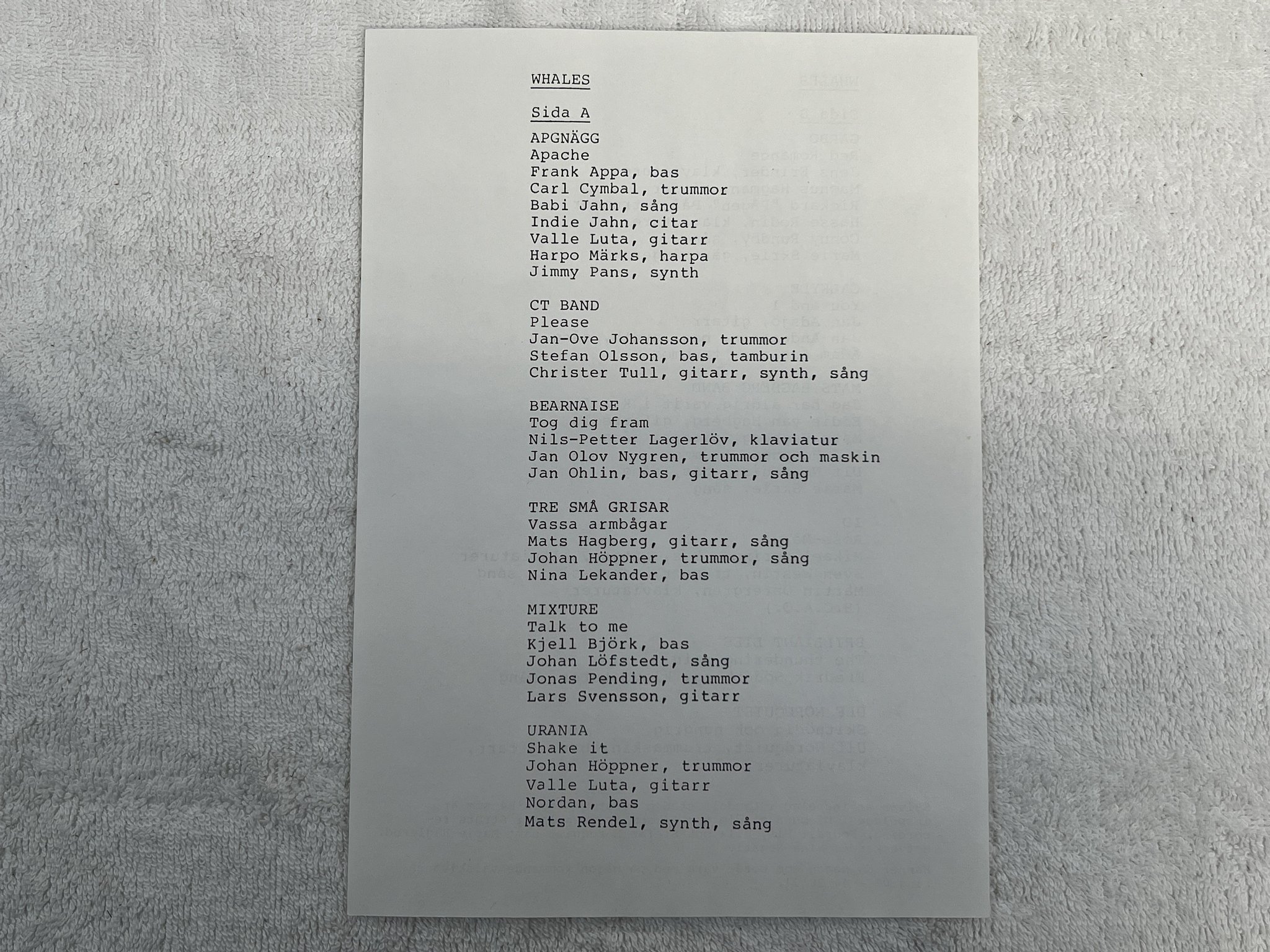 Omslagsbild för skivan V/A Whales LP -86 Swe WHALE PRODUCTION WHALP 5