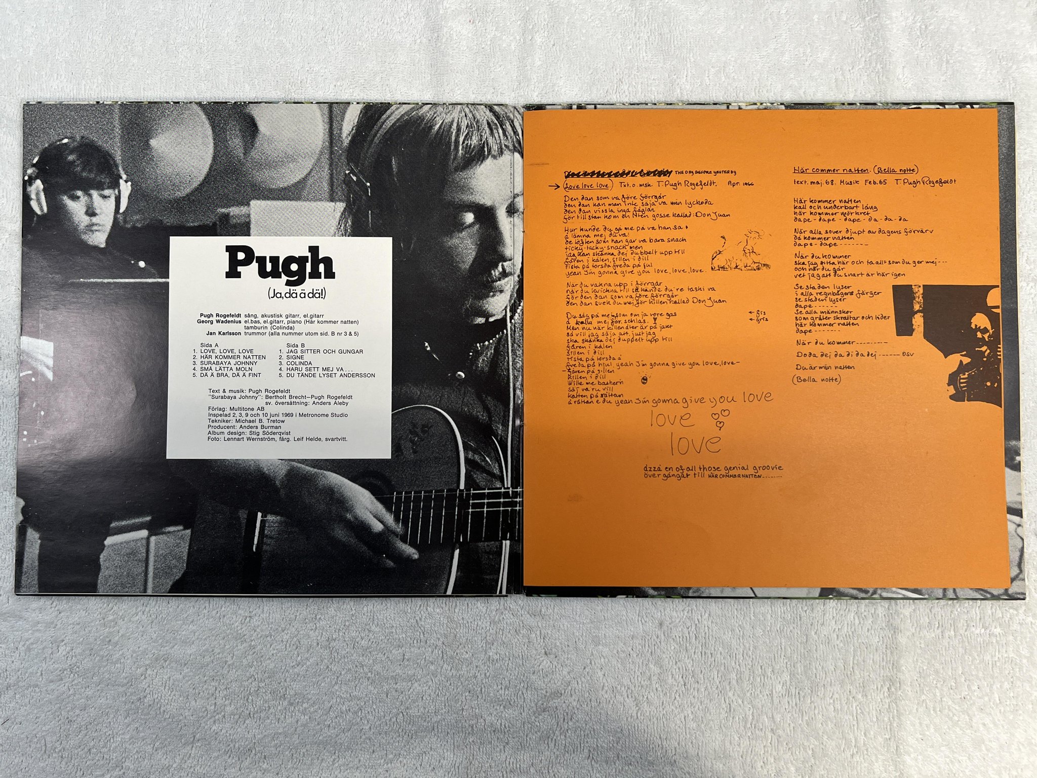 Omslagsbild för skivan PUGH ROGEFELDT ja dä ä dä LP re Swe METRONOME MLP 15336 ** Här kommer natten **