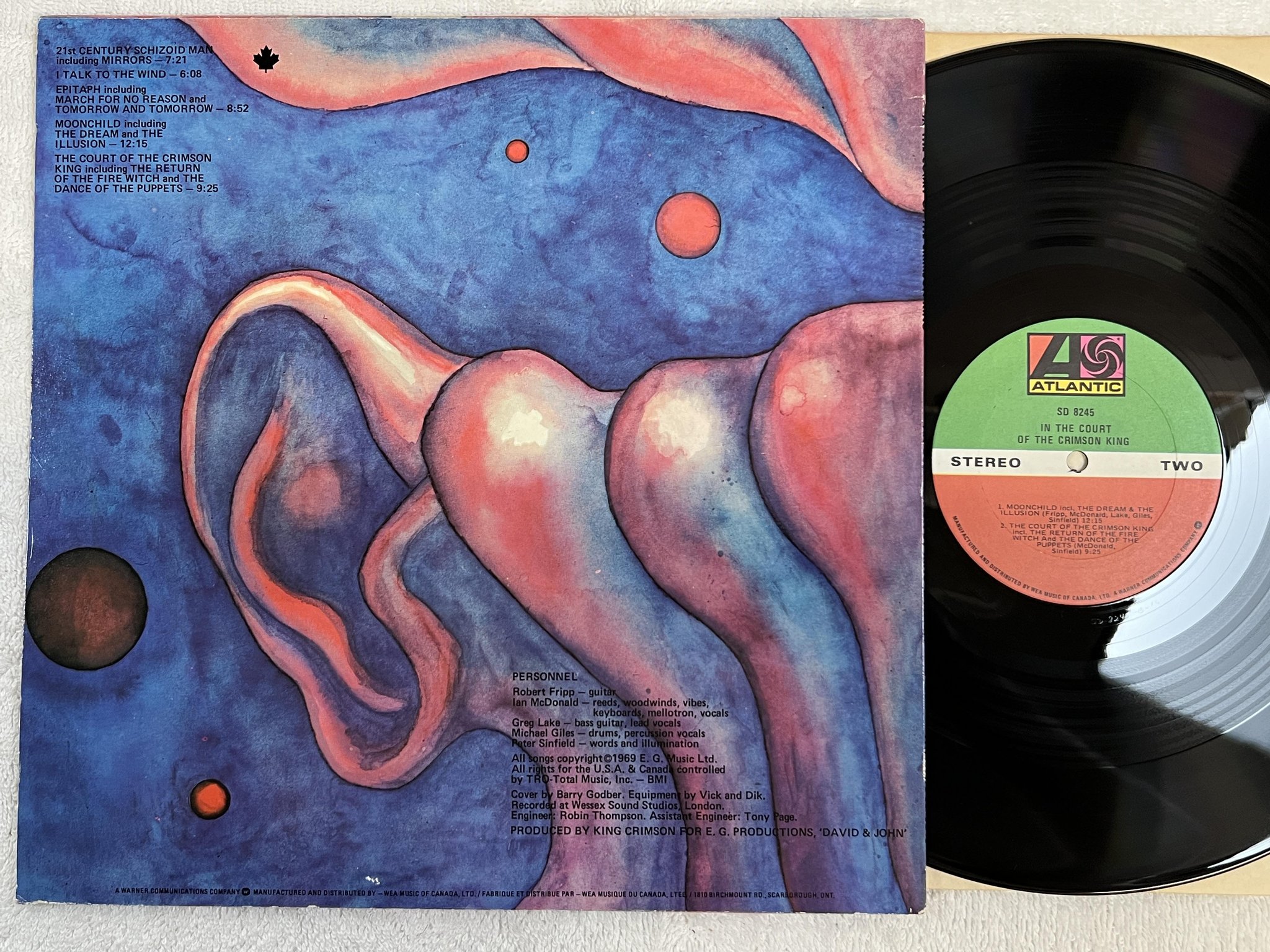 Omslagsbild för skivan KING CRIMSON in the court of the LP re Can ATLANTIC SD 8245