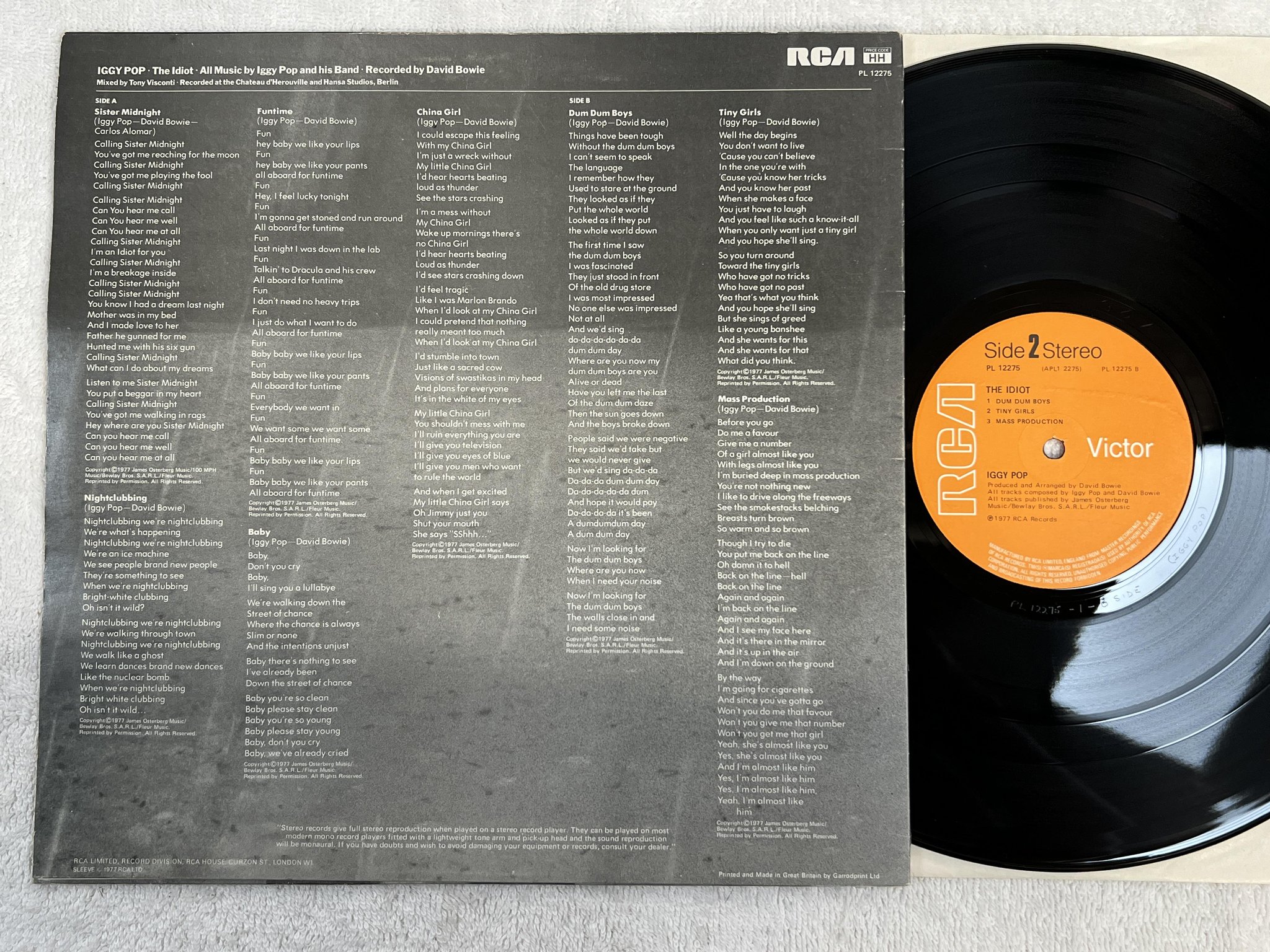 Omslagsbild för skivan IGGY POP the idiot LP -77 UK RCA PL 12275