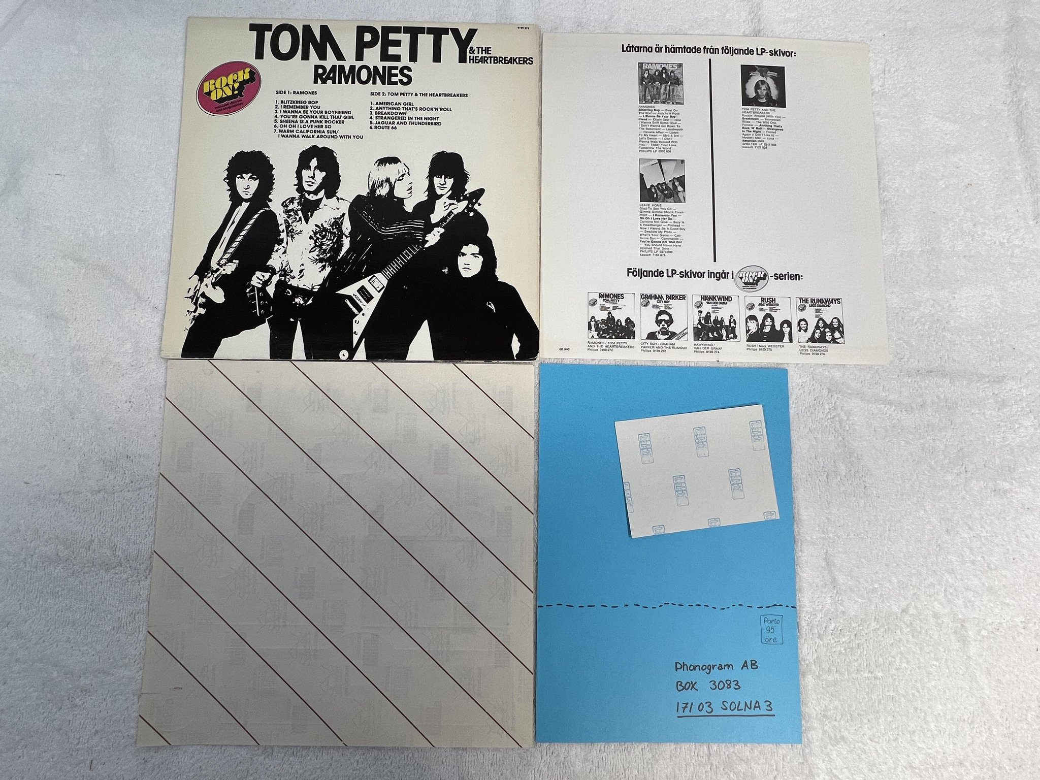 Omslagsbild för skivan RAMONES & TOM PETTY & THE HEARTBREAKERS LP -77 Swe ROCK ON! 9199 272