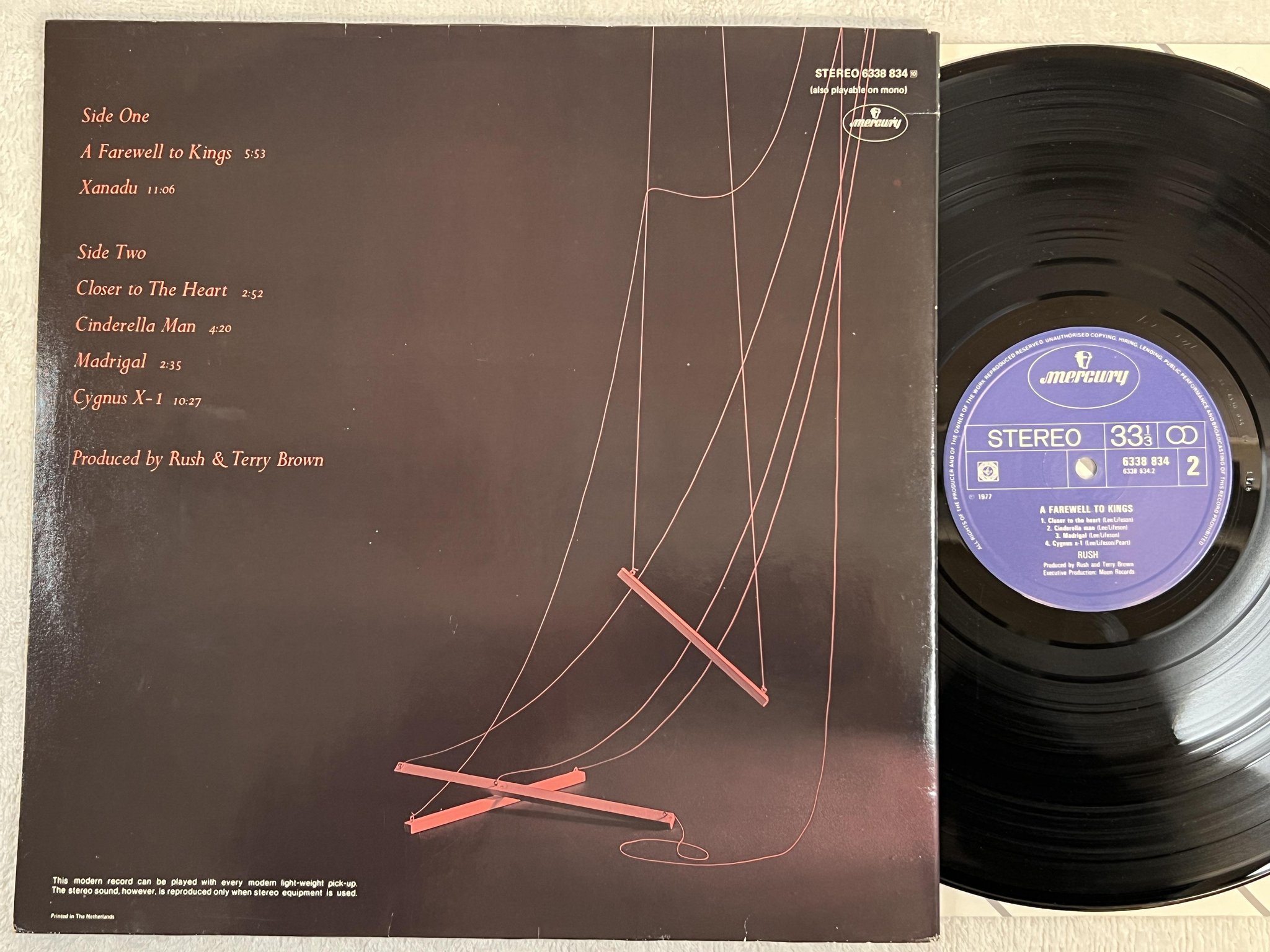 Omslagsbild för skivan RUSH a farewell to kings LP -77 Hol MERCURY 6338834