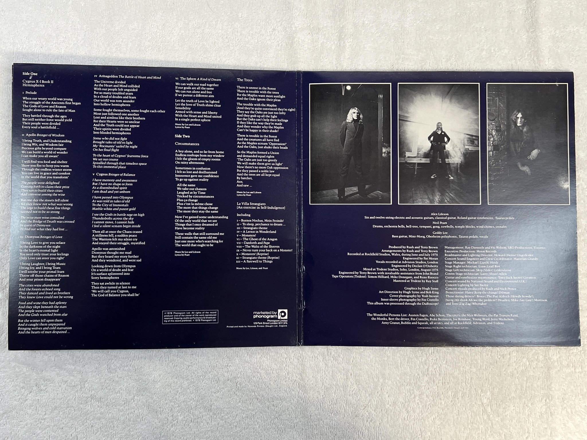 Omslagsbild för skivan RUSH hemispheres LP -78 UK MERCURY 9100059