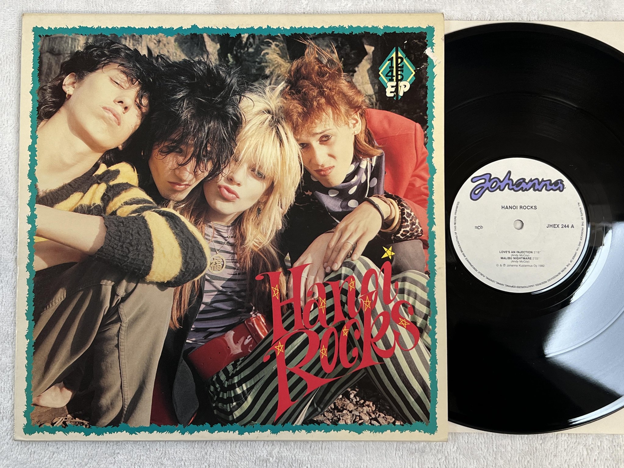 Omslagsbild för skivan HANOI ROCKS s/t 12"ep -82 JOHANNA JHEX 244 *** VERY RARE ***