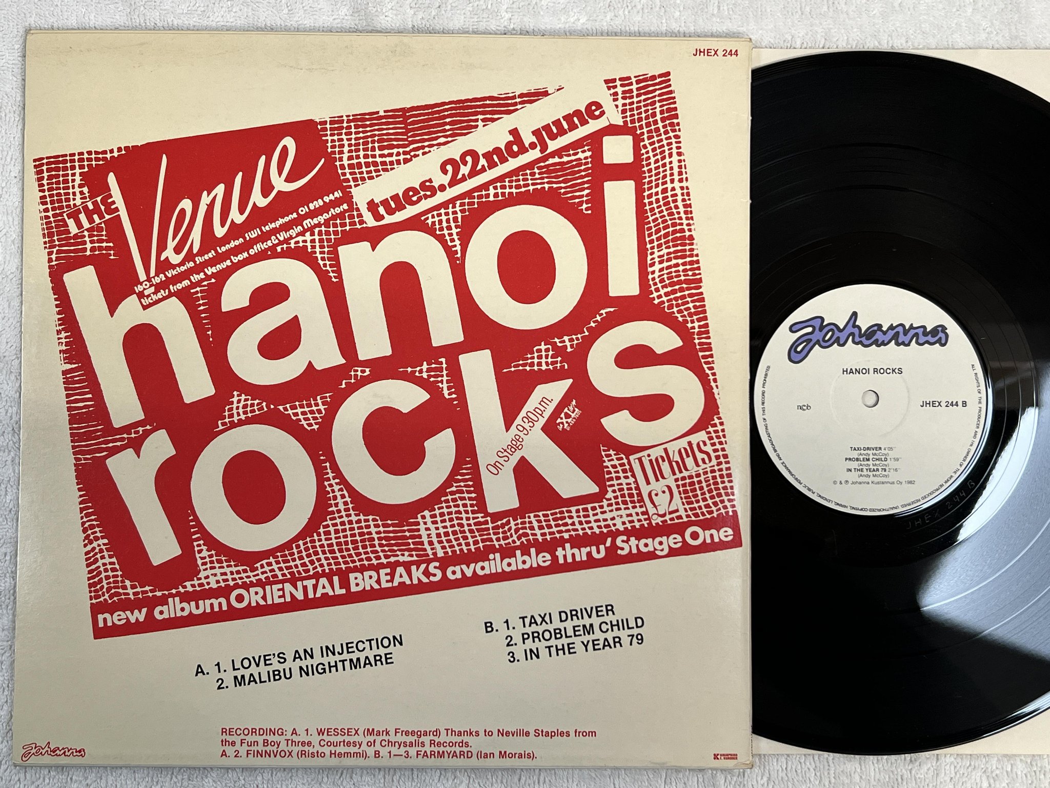 Omslagsbild för skivan HANOI ROCKS s/t 12"ep -82 JOHANNA JHEX 244 *** VERY RARE ***