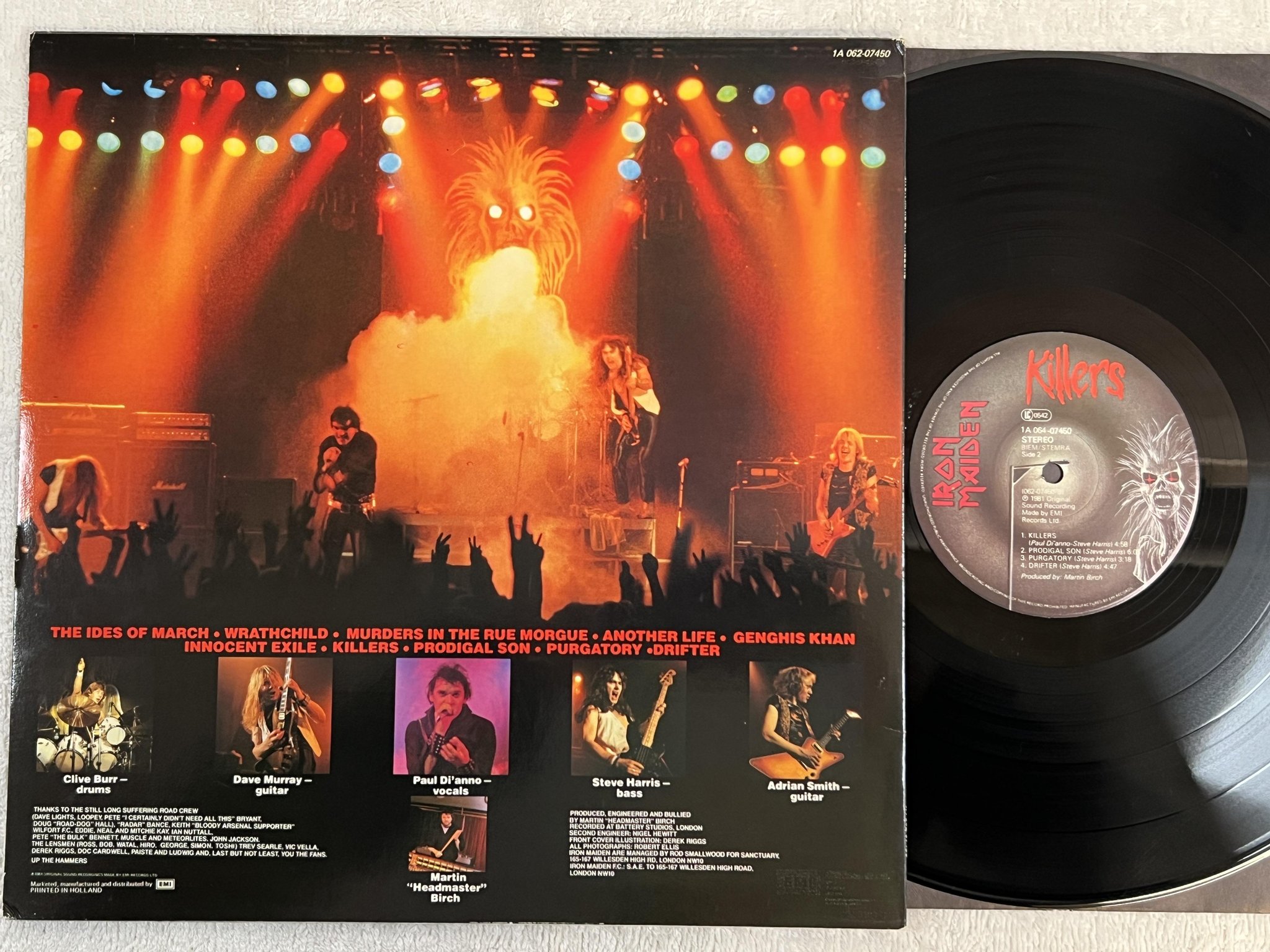 Omslagsbild för skivan IRON MAIDEN killers LP -81 Hol EMI 1C 064-07450