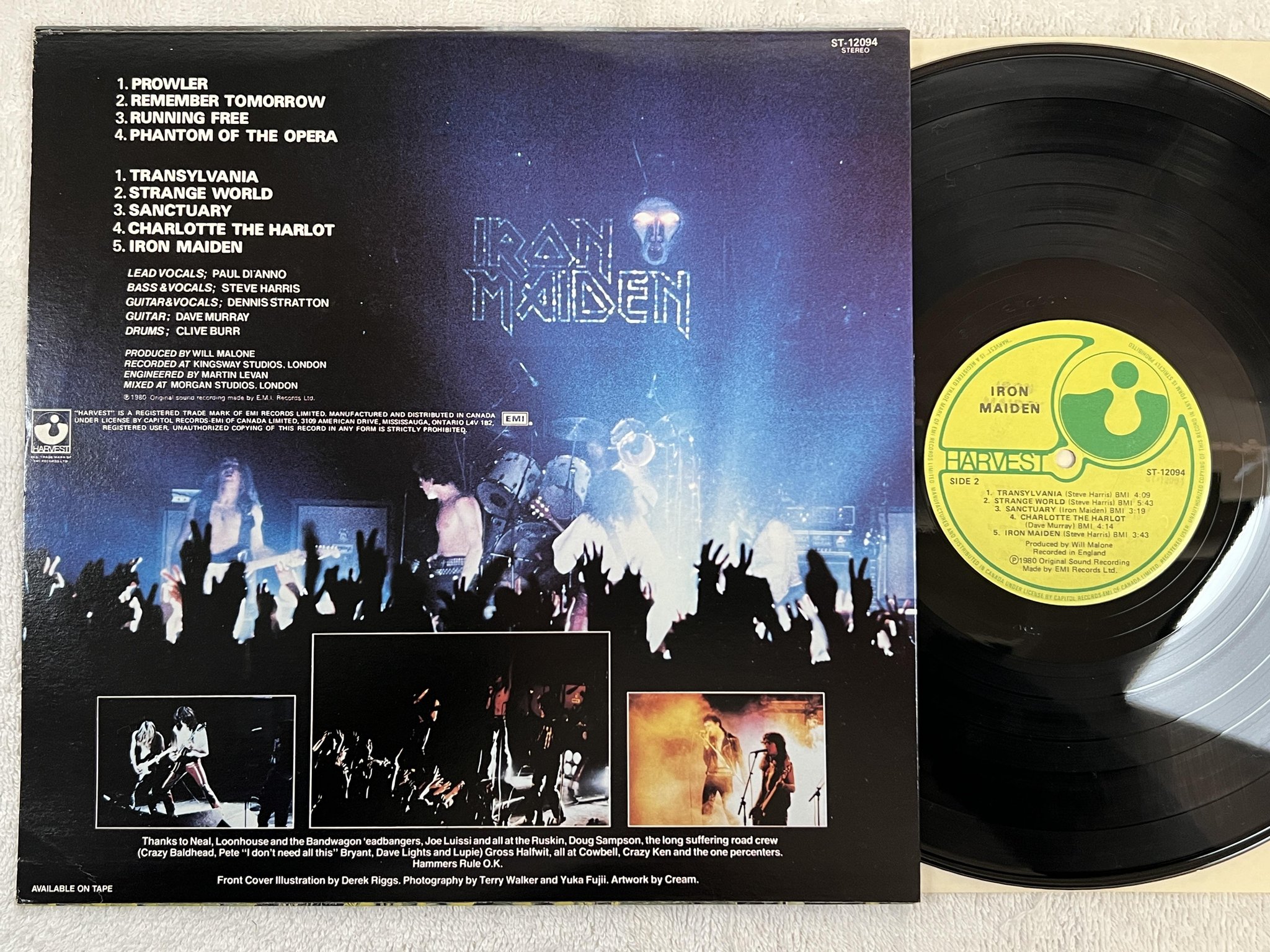 Omslagsbild för skivan IRON MAIDEN s/t LP -80 Can HARVEST ST 12094